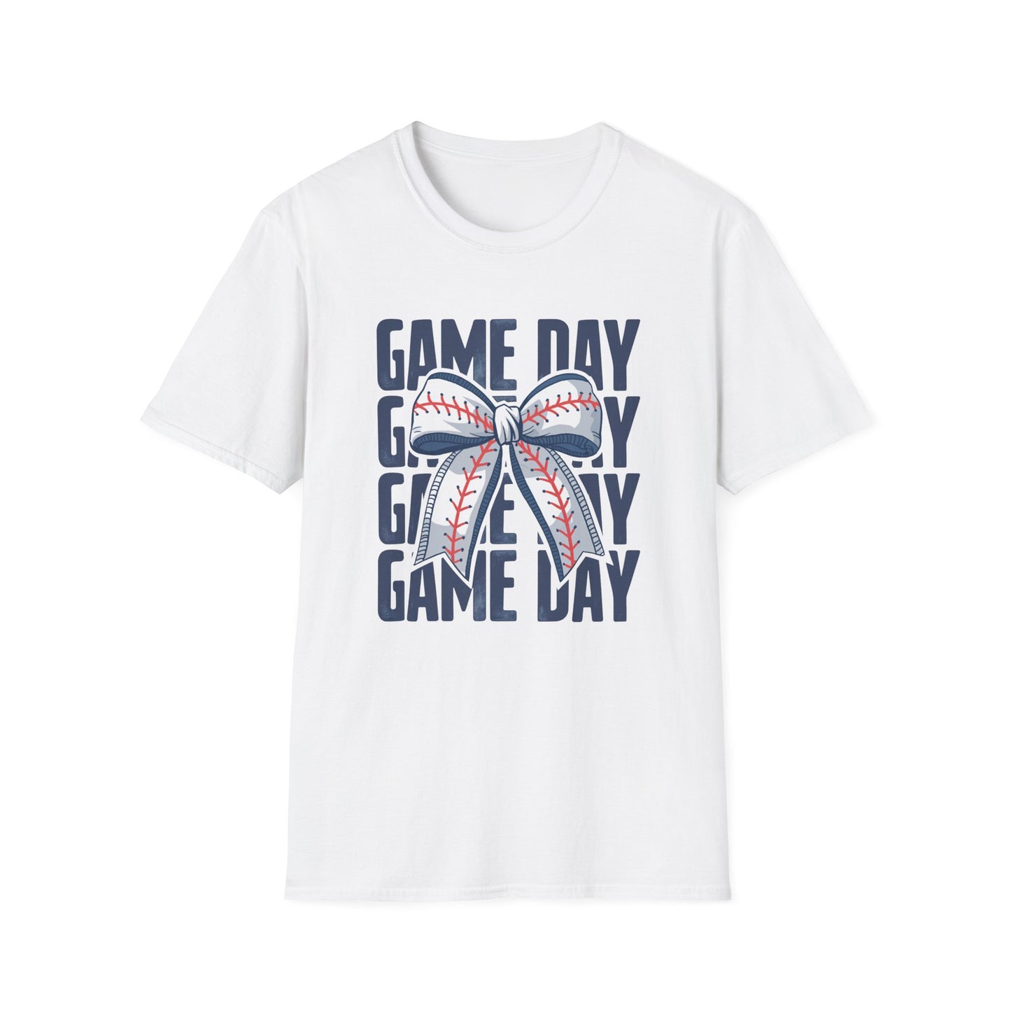 Baseball Game Day Stacked Bow- Gildan Softstyle tee