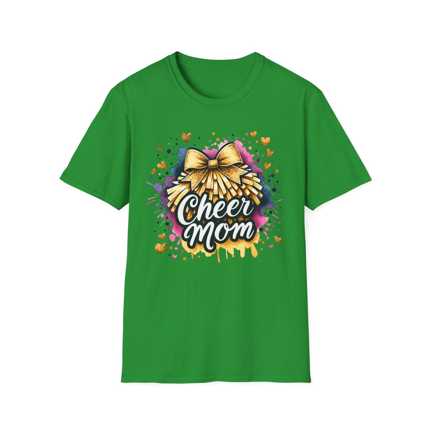 Cheer Mom Gold Bow- Gildan Softstyle Tshirt