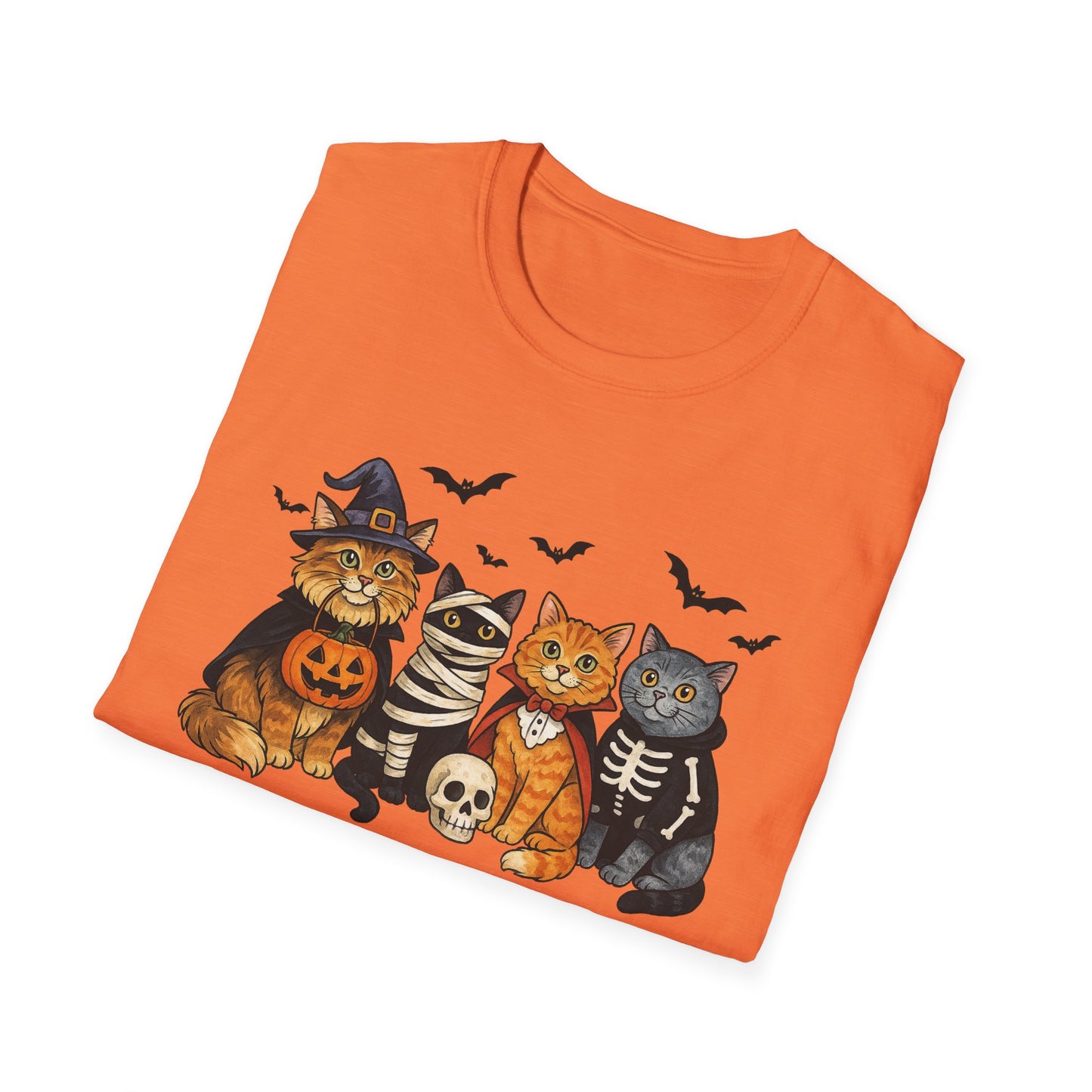 Halloween Cat T-Shirt, Spooky paw Gildan Softstyle Tee