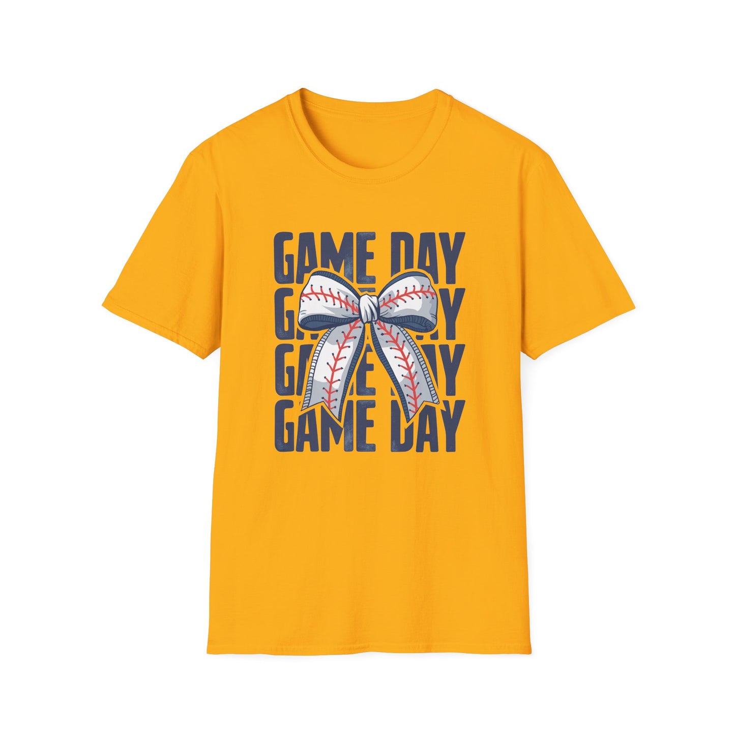 Baseball Game Day Stacked Bow- Gildan Softstyle tee