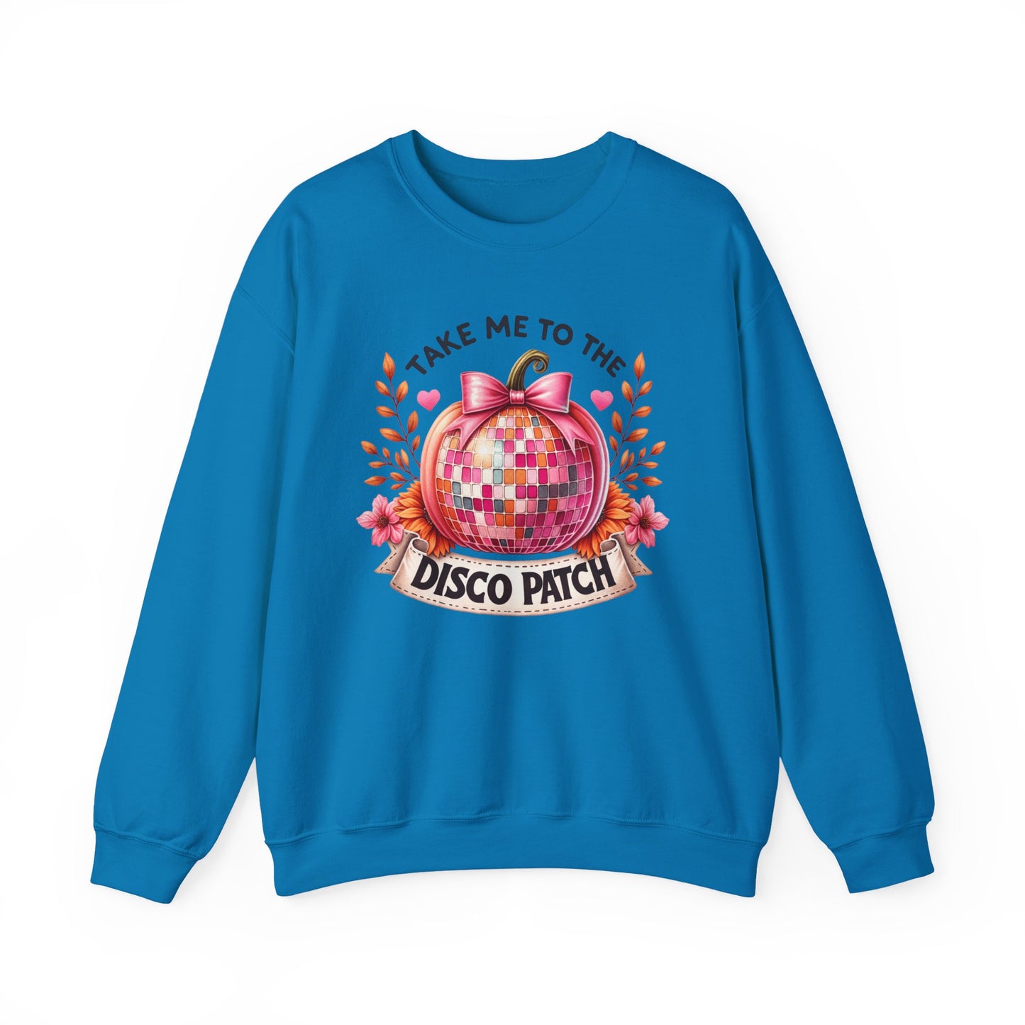 Disco Patch Pumpkin Gildan Crewneck Sweatshirt