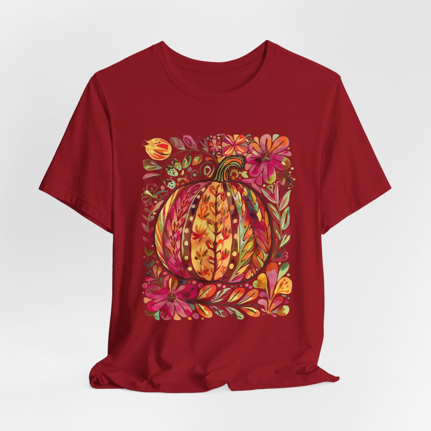 Pumpkin Floral Tee for Fall Celebrations