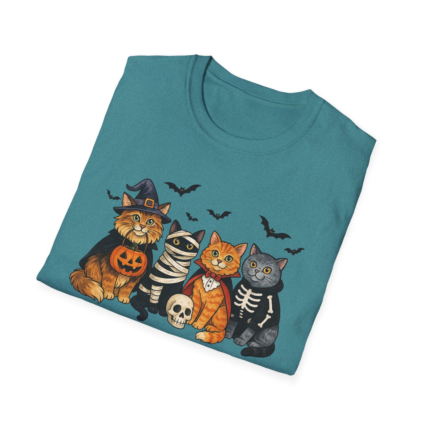 Halloween Cat T-Shirt, Spooky paw Gildan Softstyle Tee