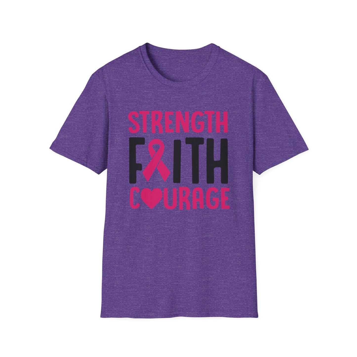 Faith Strength Courage- Cancer - Gildan Softstyle Tshirt