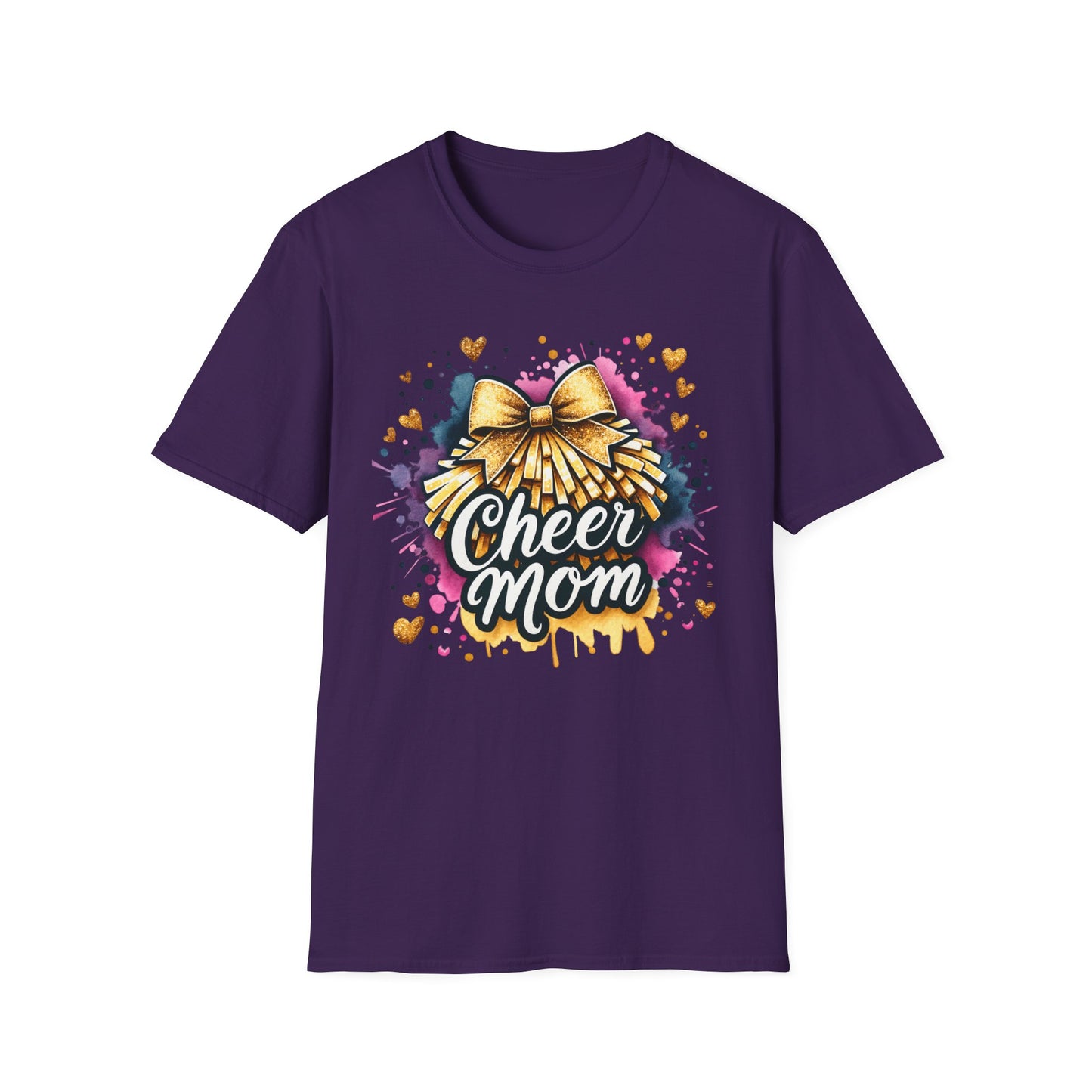 Cheer Mom Gold Bow- Gildan Softstyle Tshirt