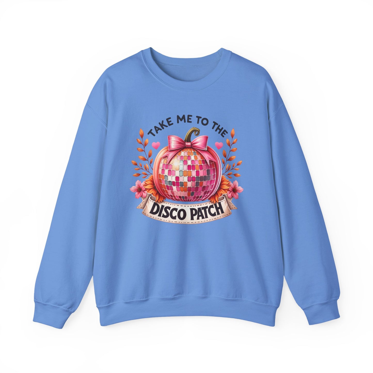 Disco Patch Pumpkin Gildan Crewneck Sweatshirt