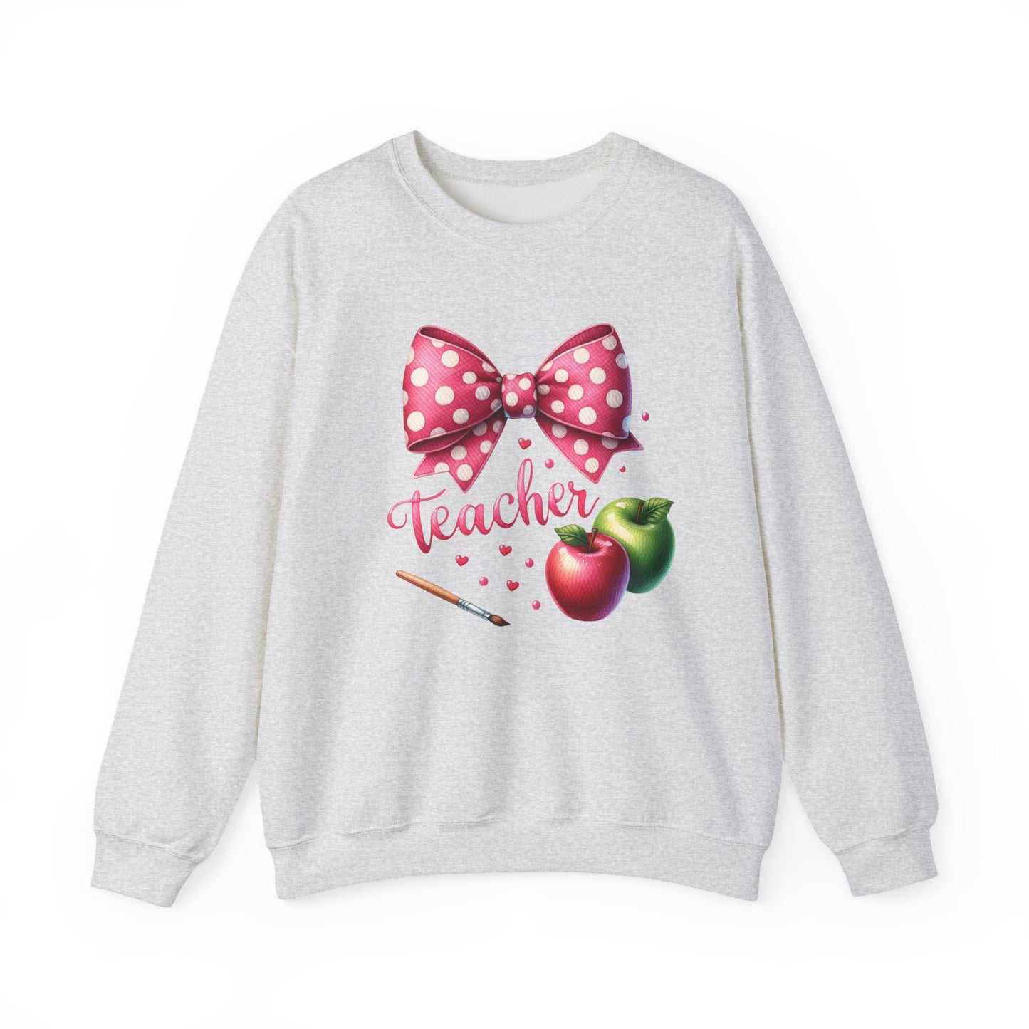 Teacher Polka Dot Bow Gildan Crewneck Sweatshirt