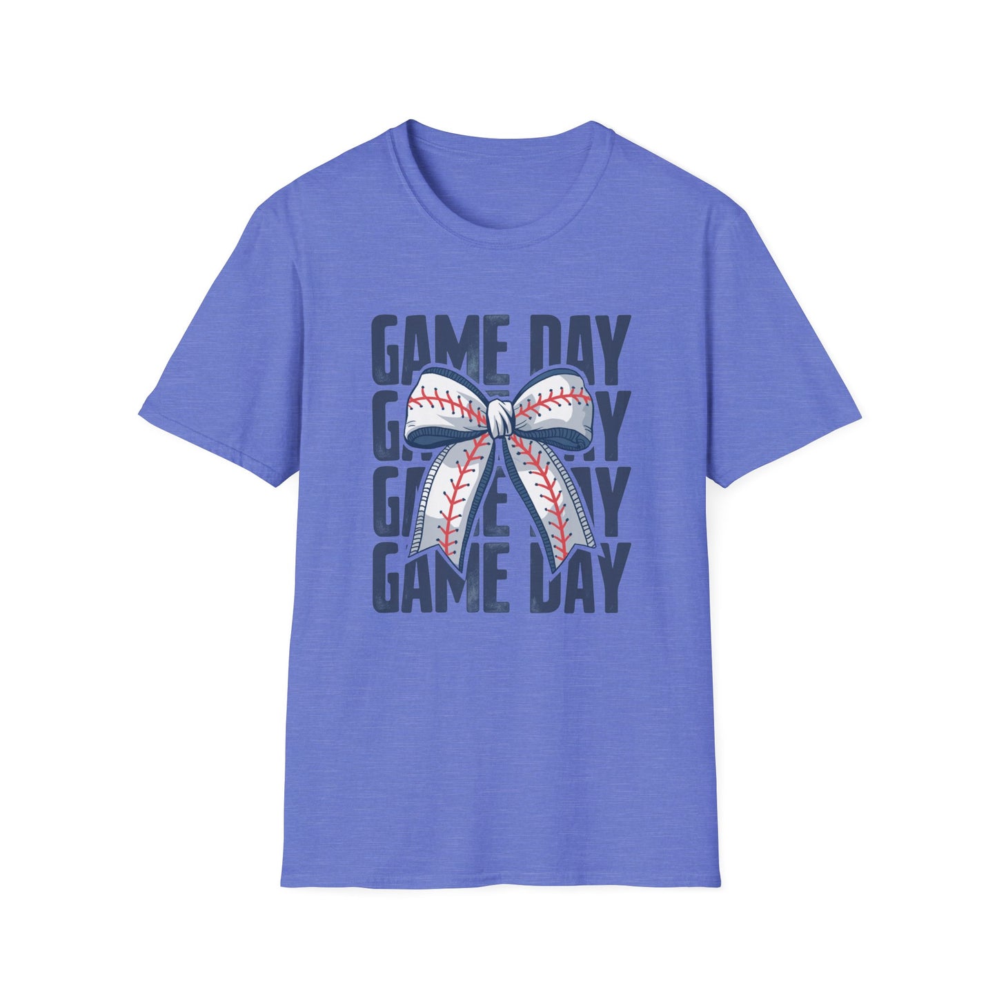 Baseball Game Day Stacked Bow- Gildan Softstyle tee