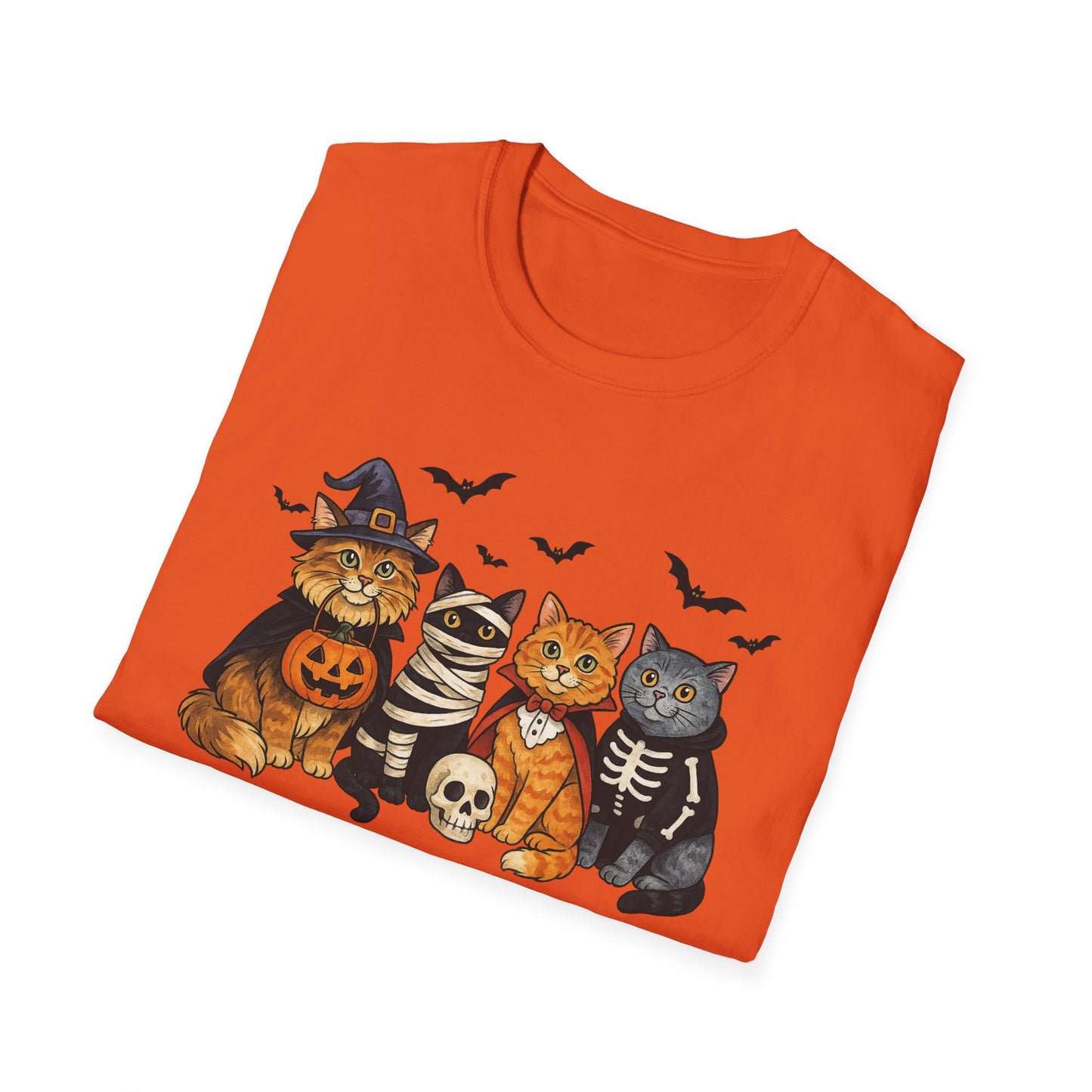 Halloween Cat T-Shirt, Spooky paw Gildan Softstyle Tee
