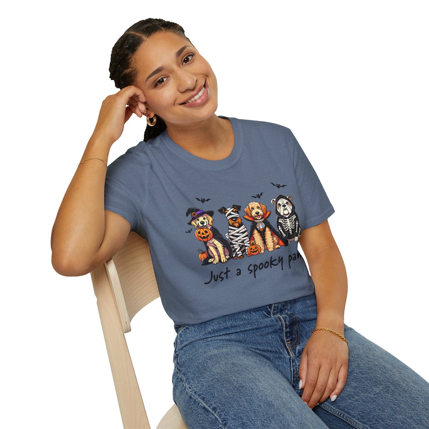 Halloween Dog T-Shirt, Spooky Paw Gildan Softstyle Shirt