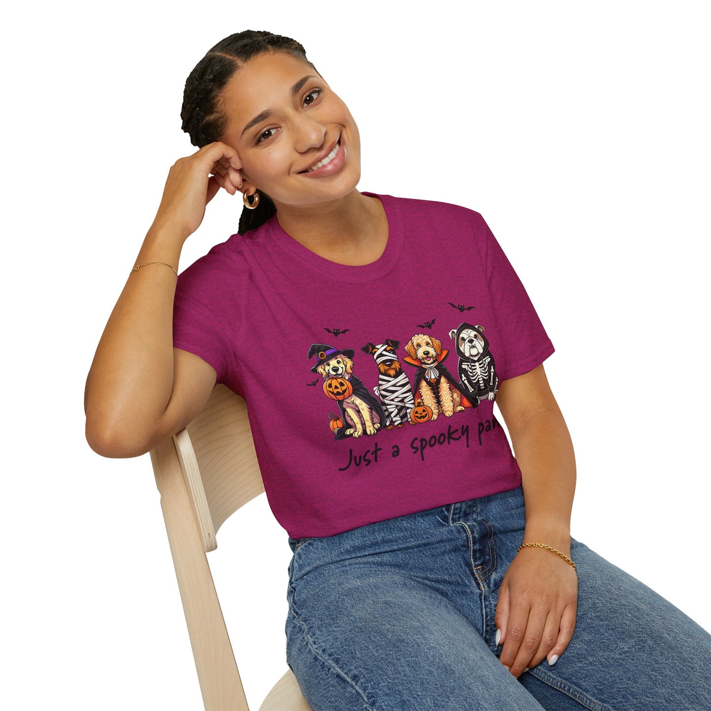 Halloween Dog T-Shirt, Spooky Paw Gildan Softstyle Shirt