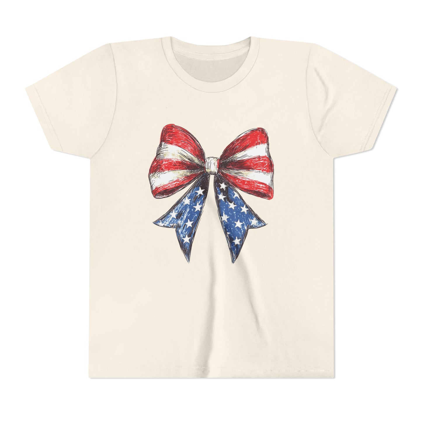Patriotic Youth Short Sleeve Tee with Bow Design