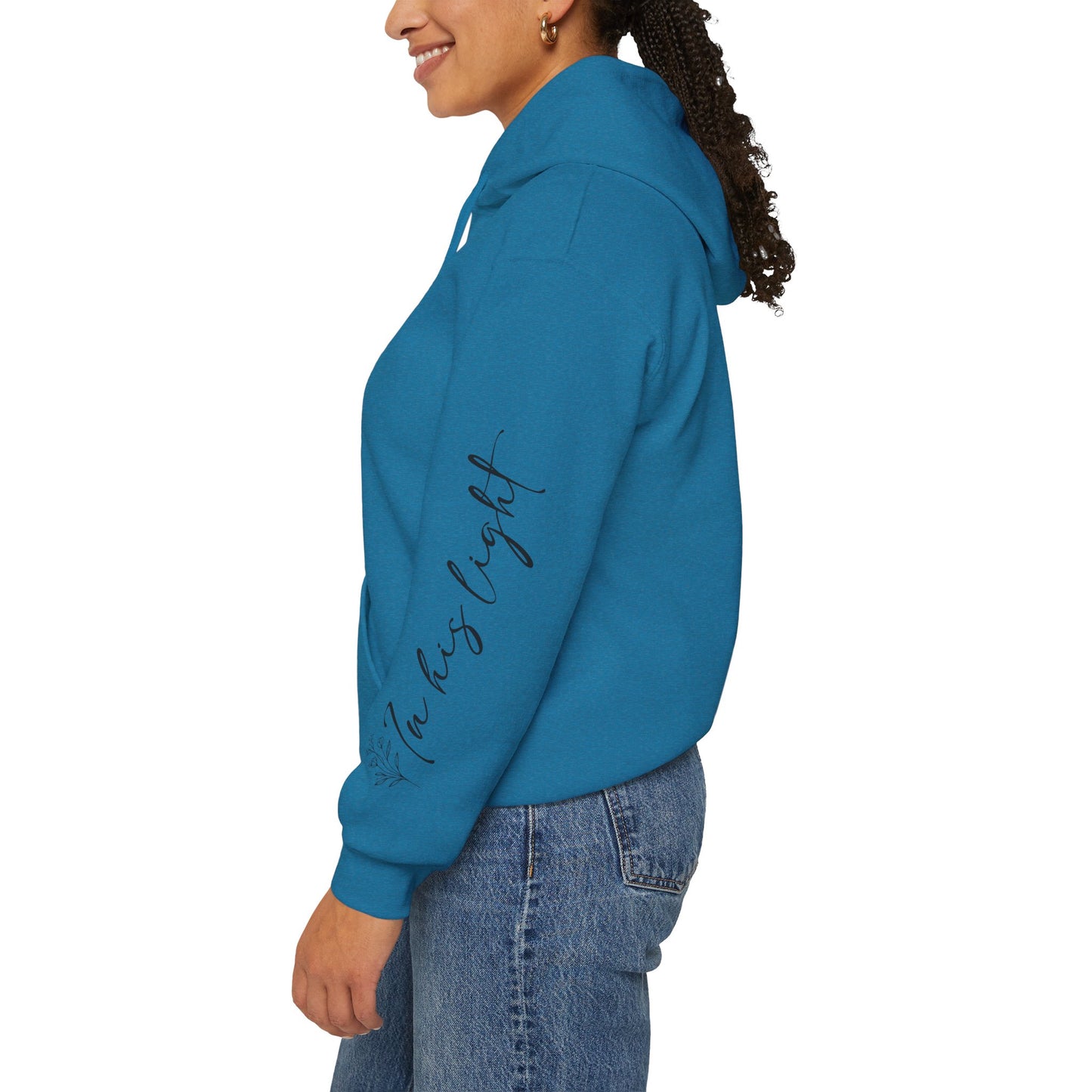 Hope Blooms..be the light Unisex Heavy Blend Hooded Sweatshirt - Sleeve design