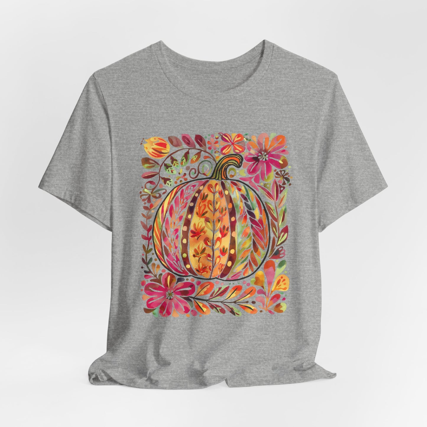 Pumpkin Floral Tee for Fall Celebrations