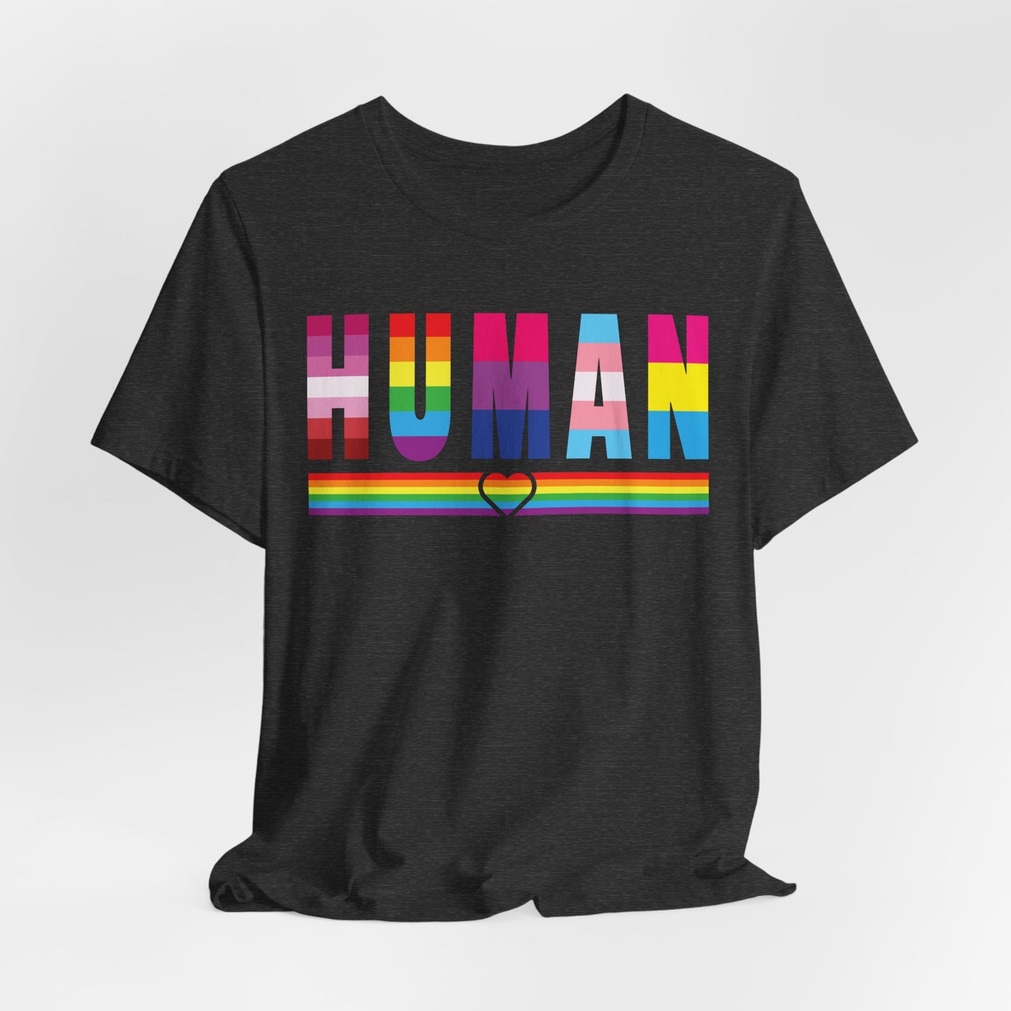 Pride Jersey Tee - Celebrate Diversity with 'HUMAN' Design