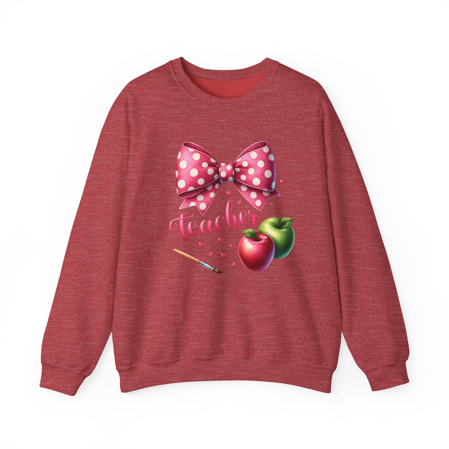 Teacher Polka Dot Bow Gildan Crewneck Sweatshirt