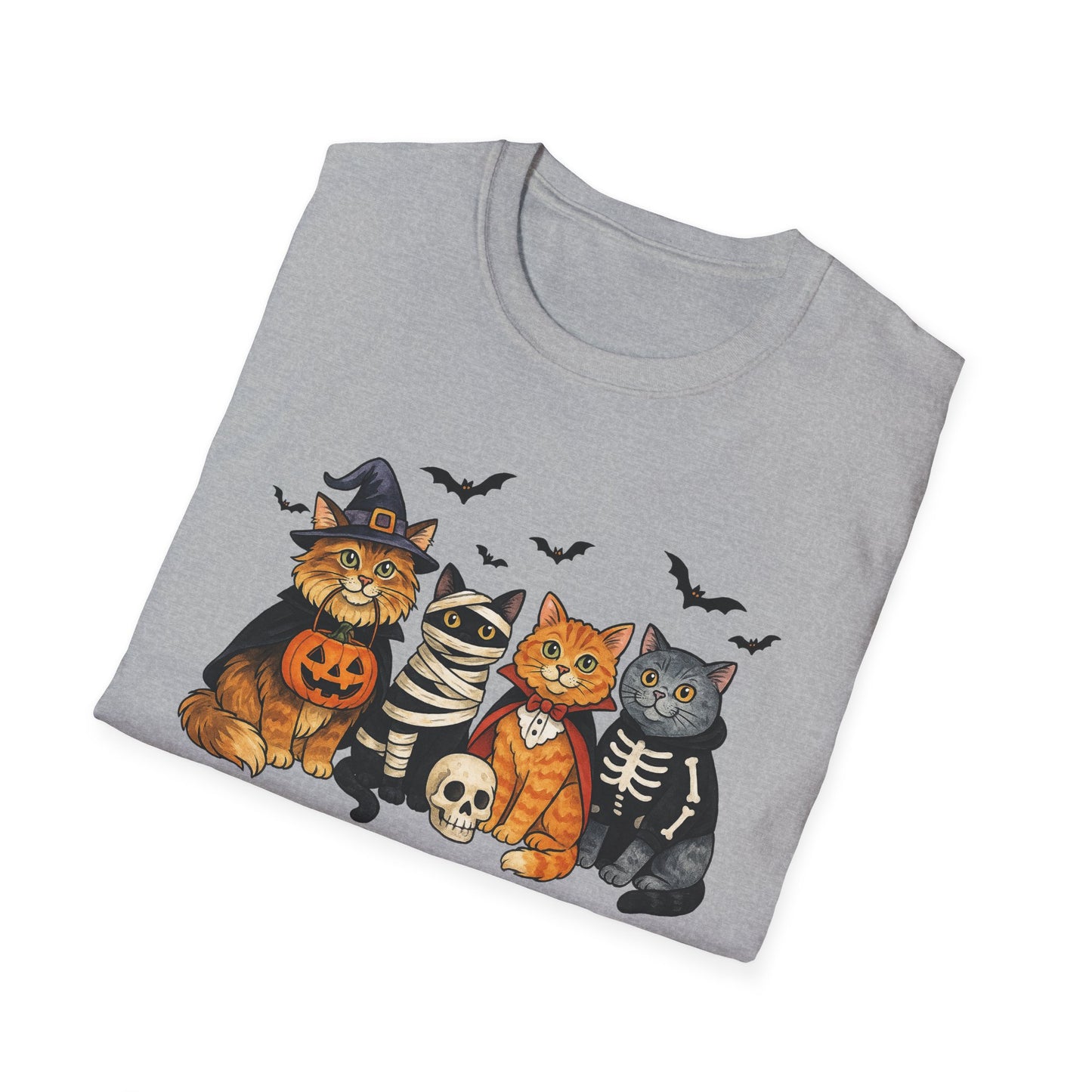 Halloween Cat T-Shirt, Spooky paw Gildan Softstyle Tee