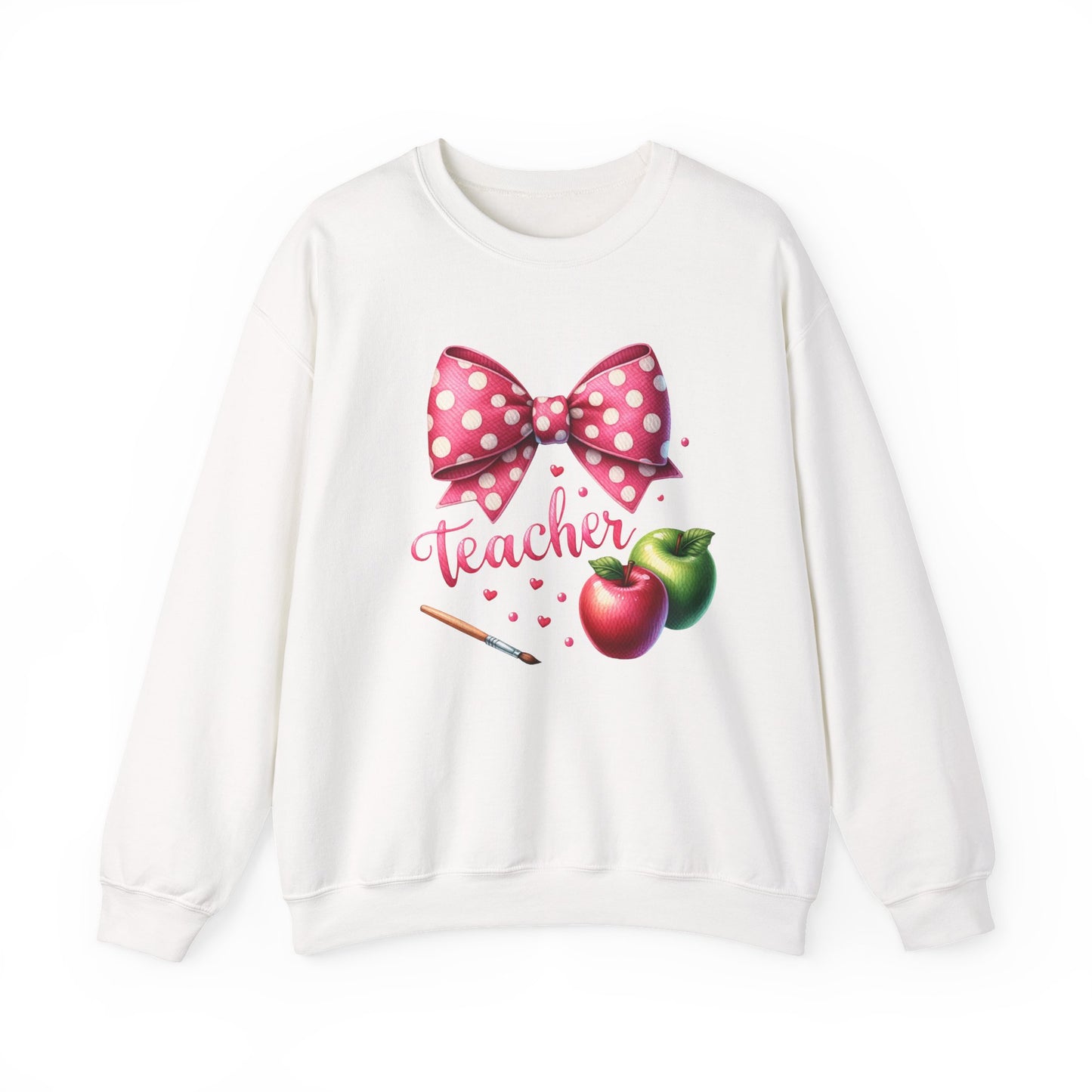 Teacher Polka Dot Bow Gildan Crewneck Sweatshirt
