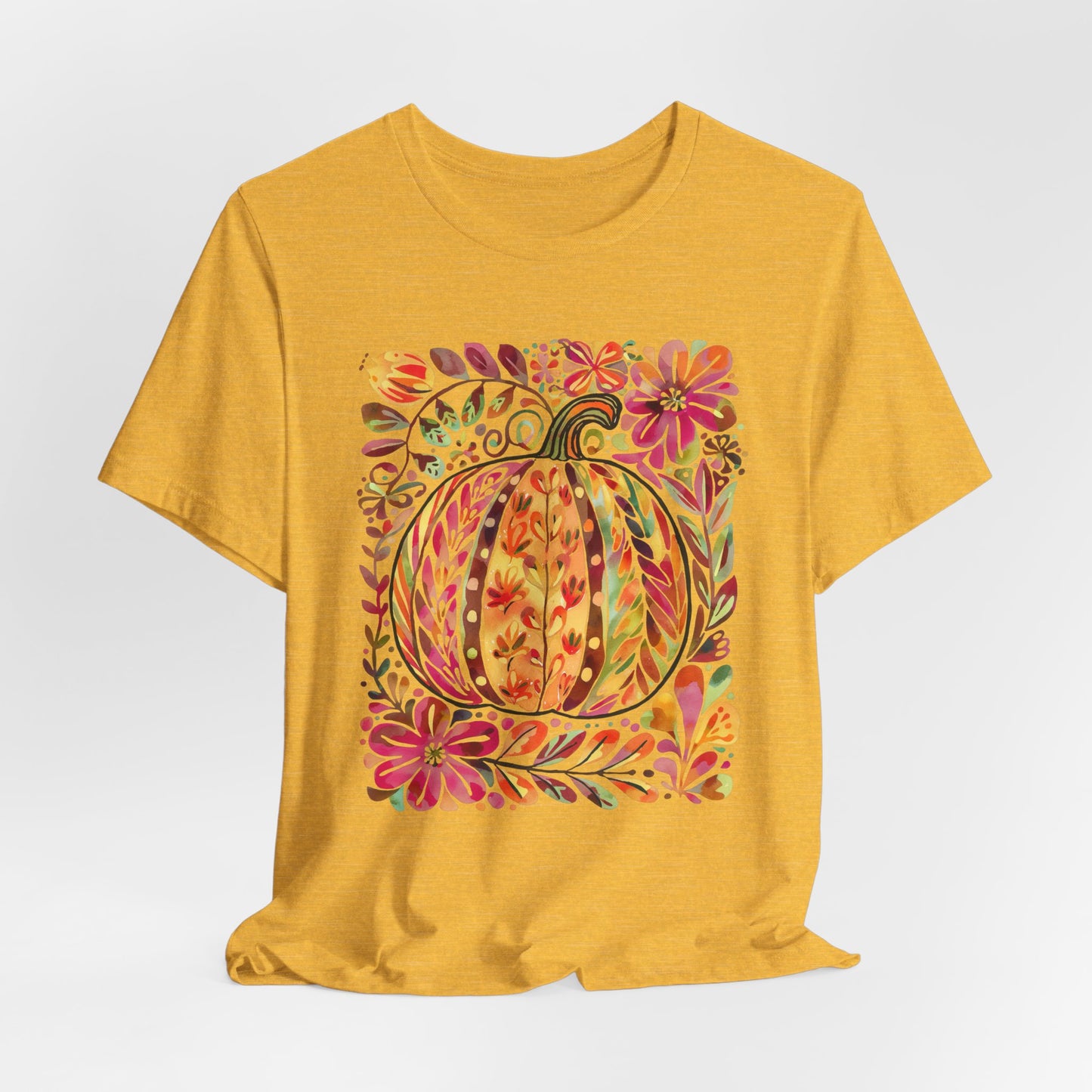Pumpkin Floral Tee for Fall Celebrations