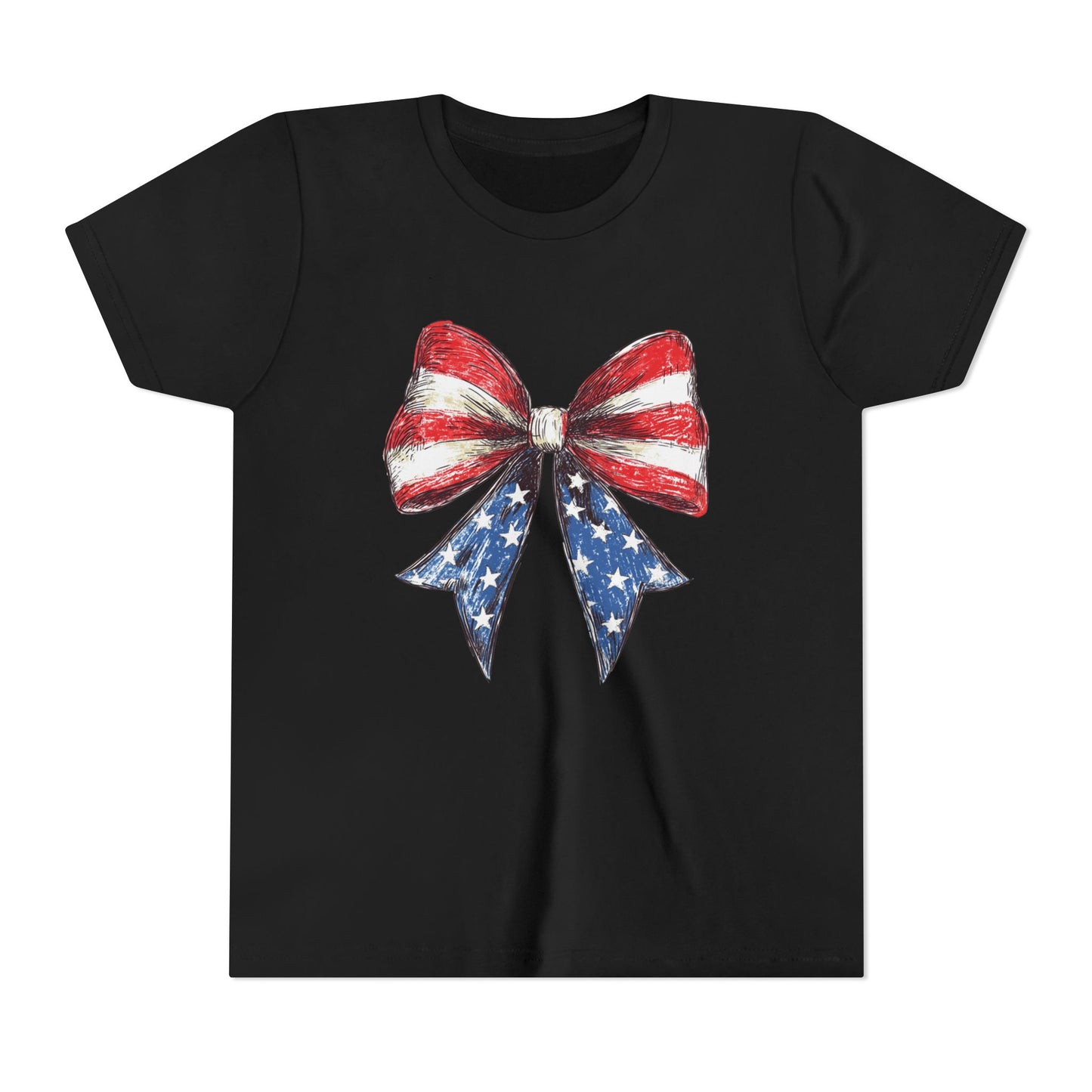Patriotic Youth Short Sleeve Tee with Bow Design