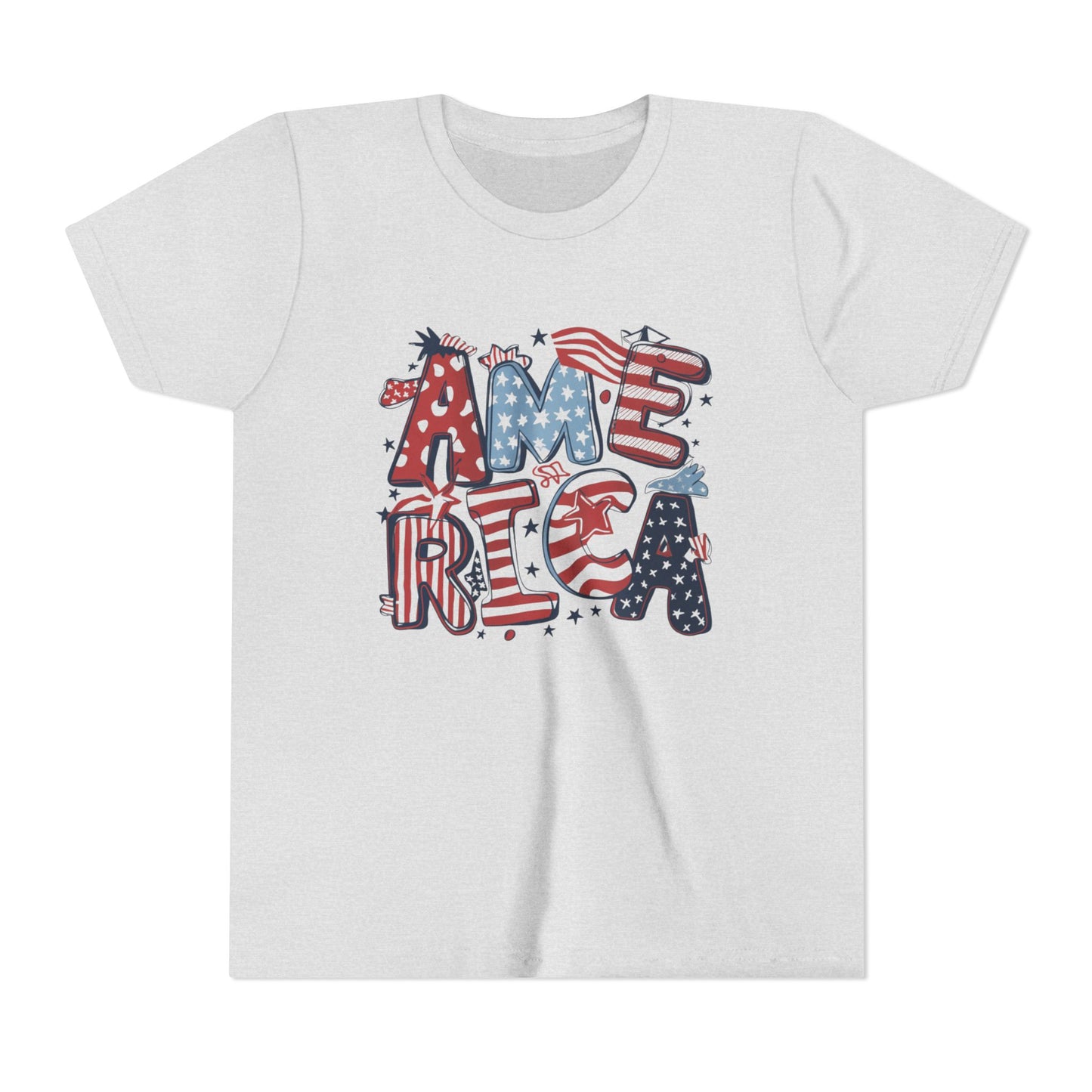 Patriotic Youth Short Sleeve Tee - America Design for 4th of July & Celebrations