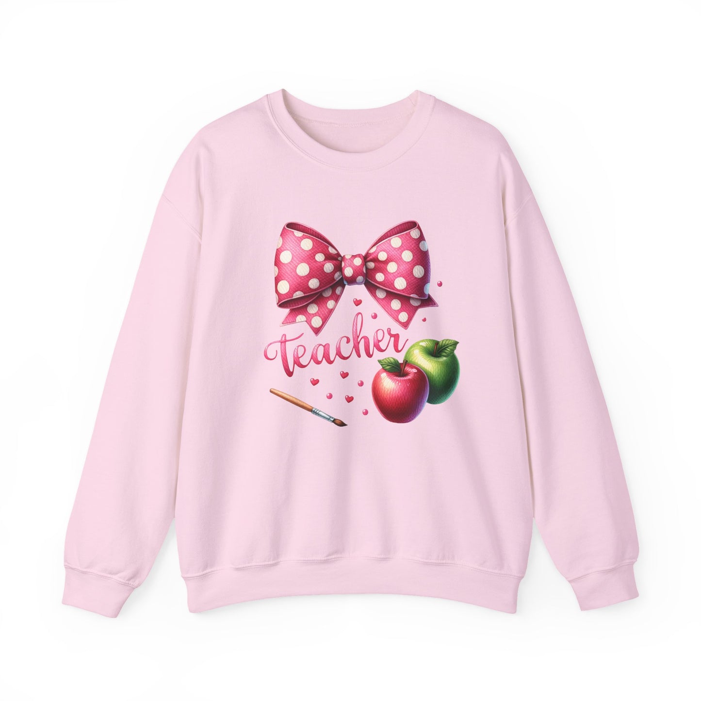 Teacher Polka Dot Bow Gildan Crewneck Sweatshirt