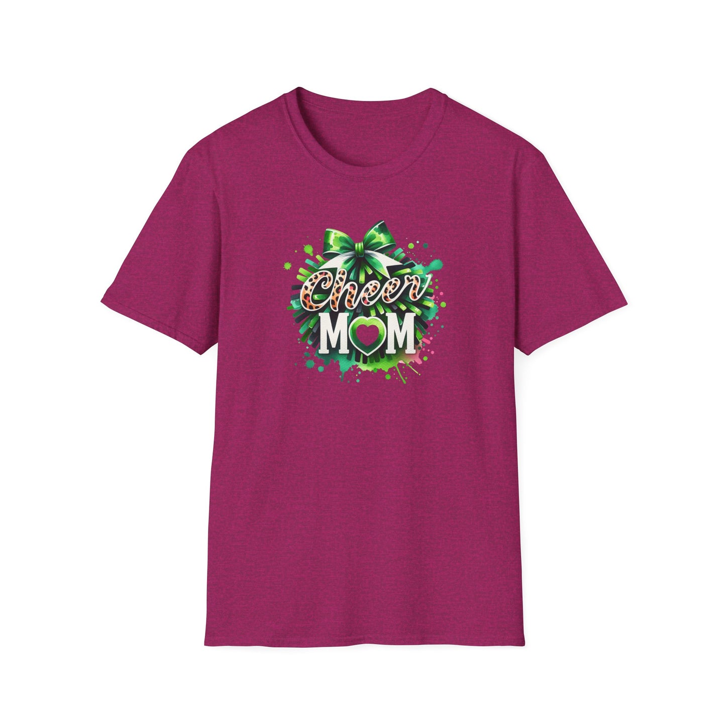 Green Cheer Mom Gildan Softstyle Tshirt