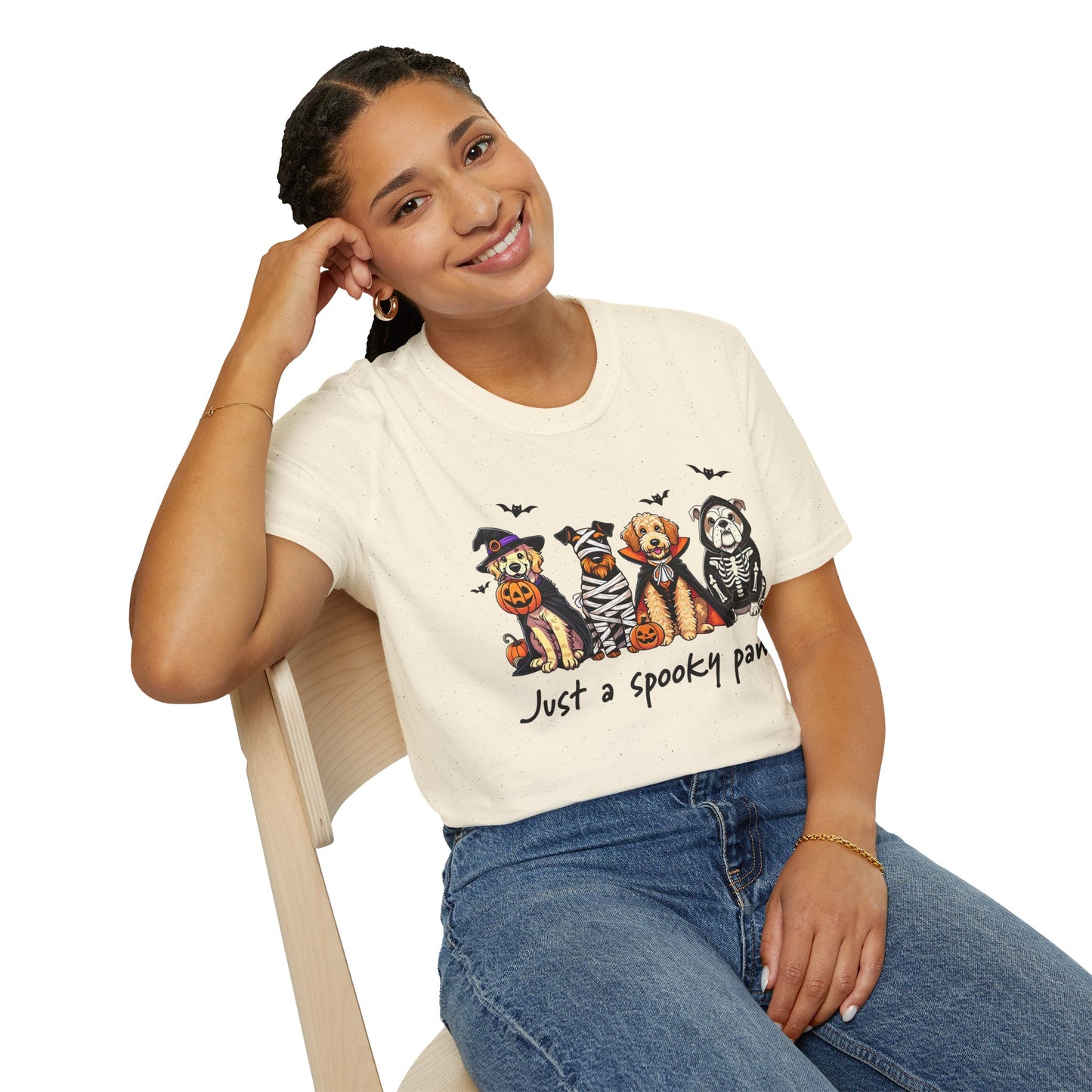 Halloween Dog T-Shirt, Spooky Paw Gildan Softstyle Shirt