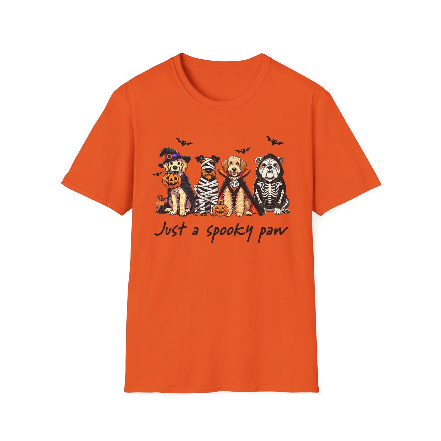 Halloween Dog T-Shirt, Spooky Paw Gildan Softstyle Shirt