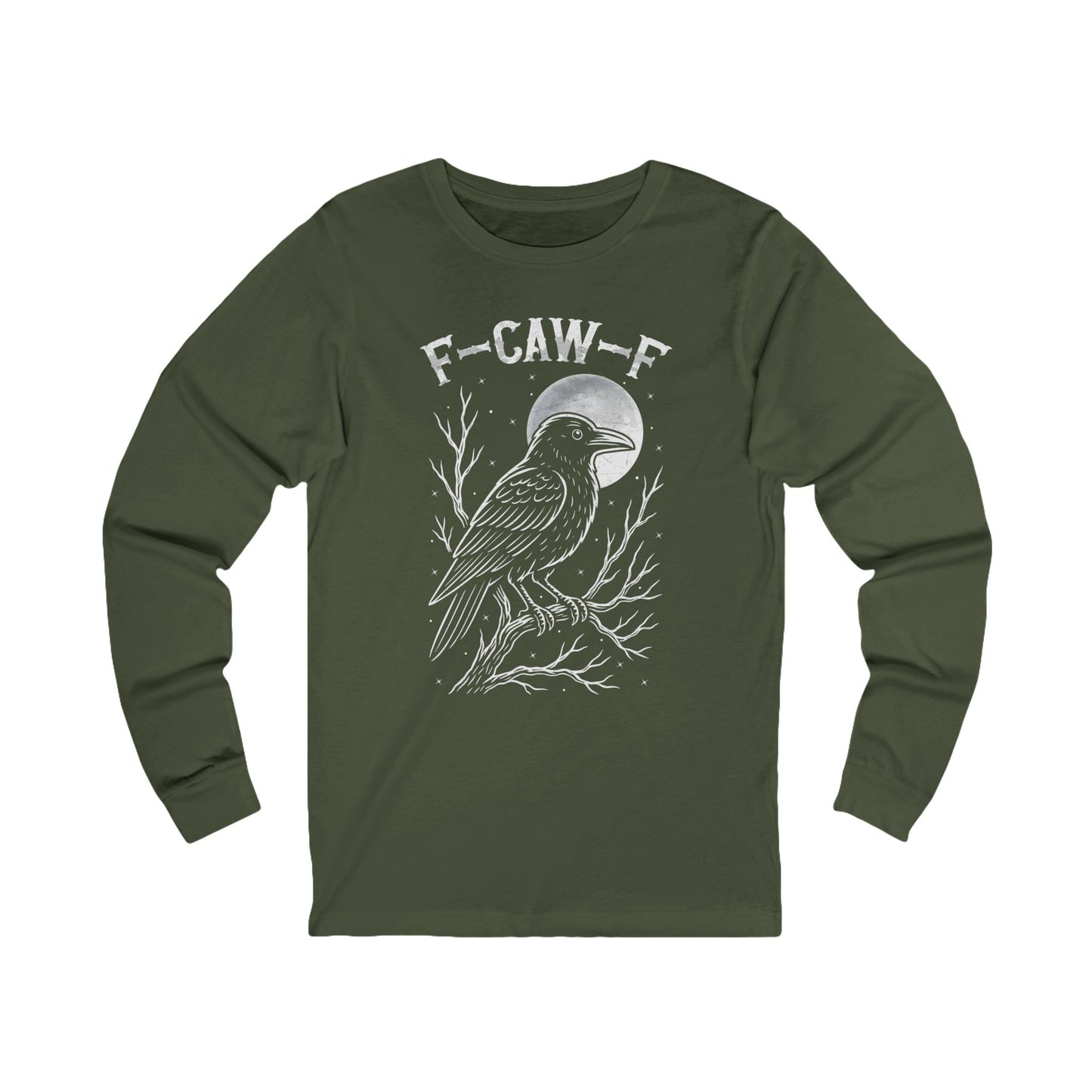 F-Caw-F Raven Moon Long Sleeve Bella Canvas Funny