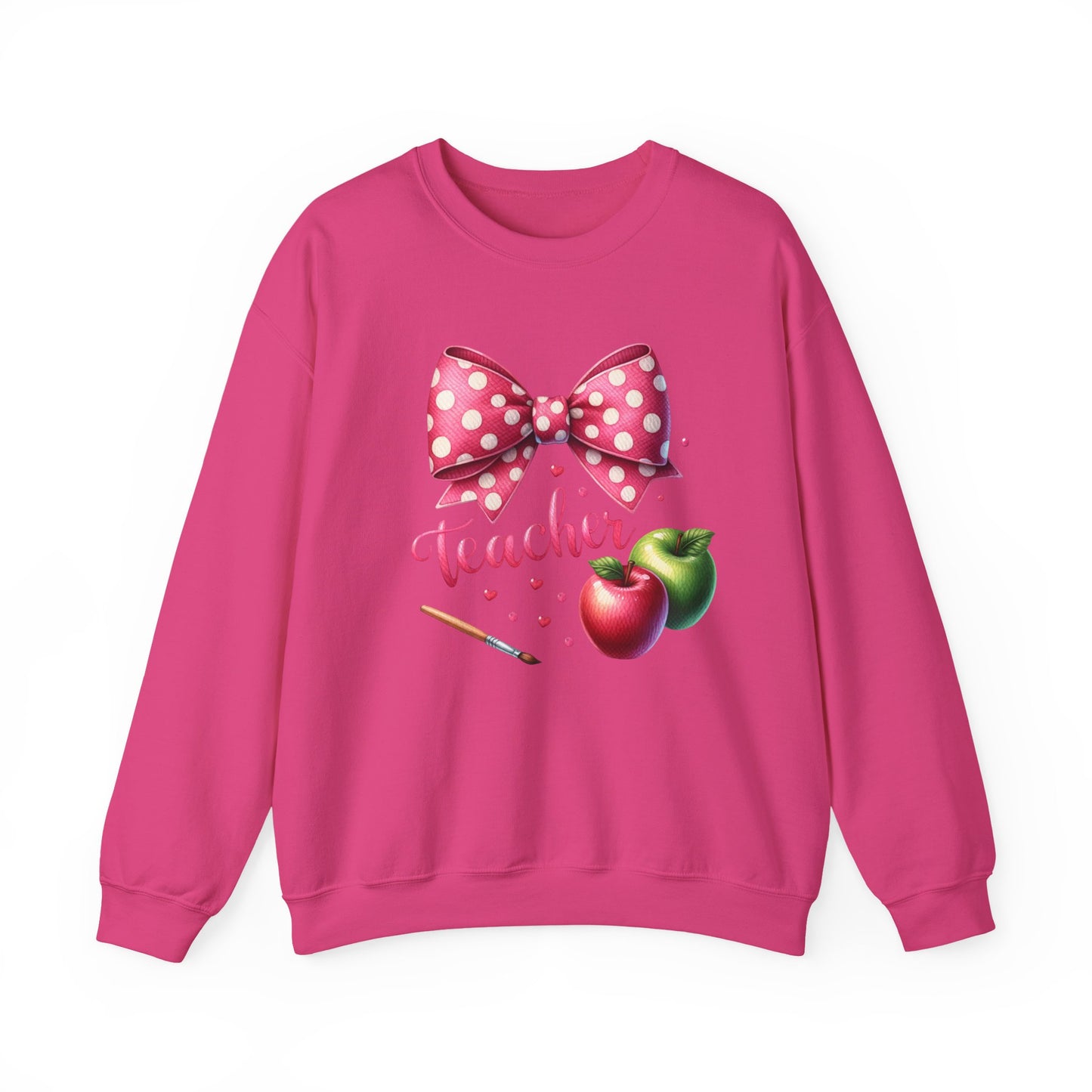 Teacher Polka Dot Bow Gildan Crewneck Sweatshirt