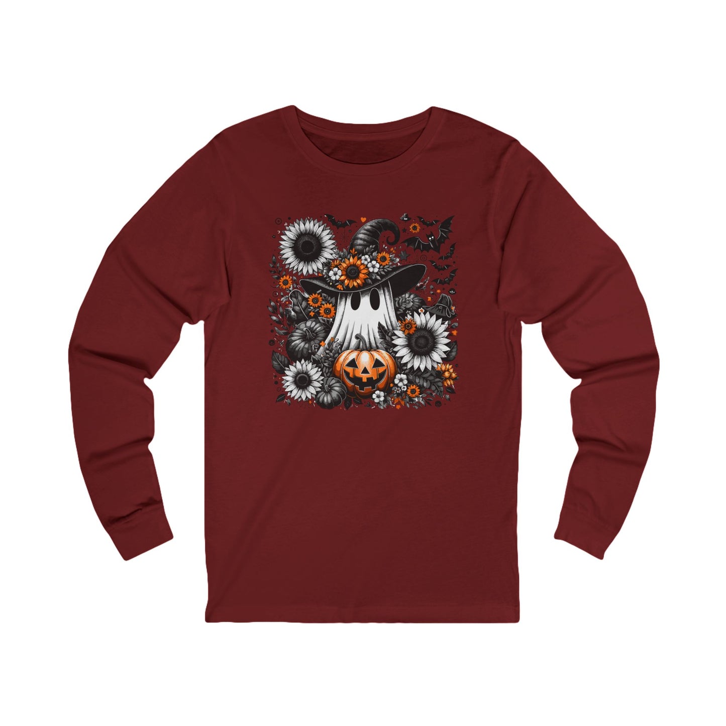 Halloween Floral Ghost Unisex Long Sleeve