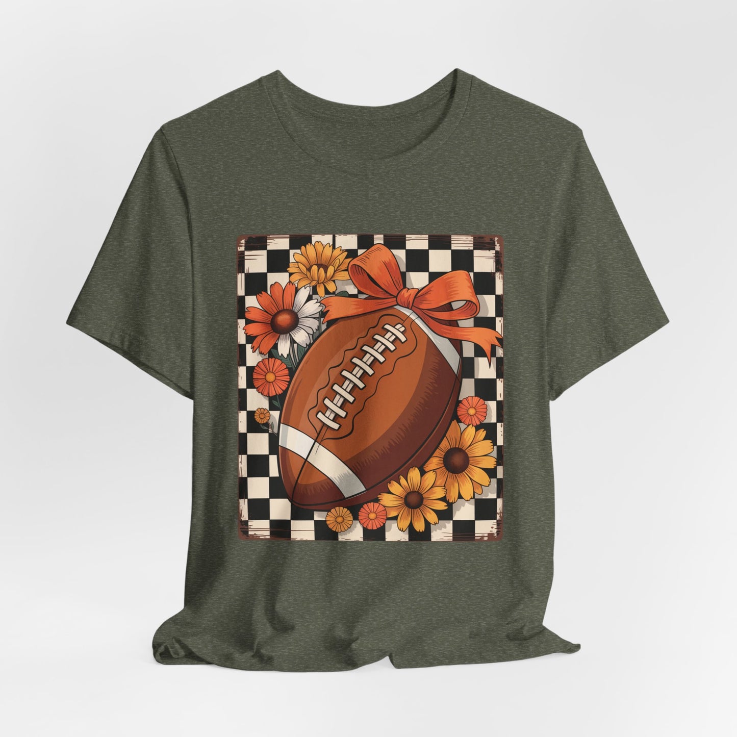 Fall Floral Football Tee, Perfect for Game Days