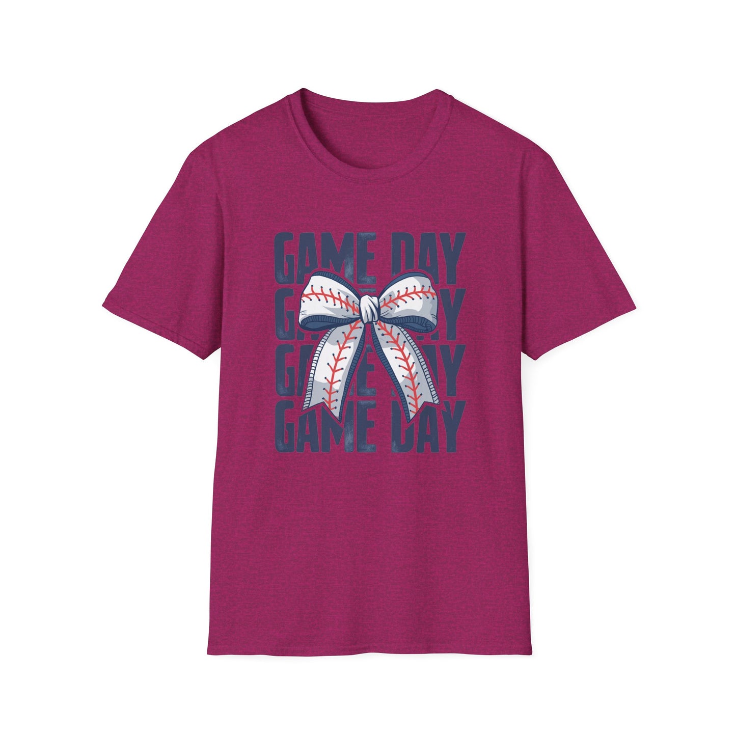 Baseball Game Day Stacked Bow- Gildan Softstyle tee