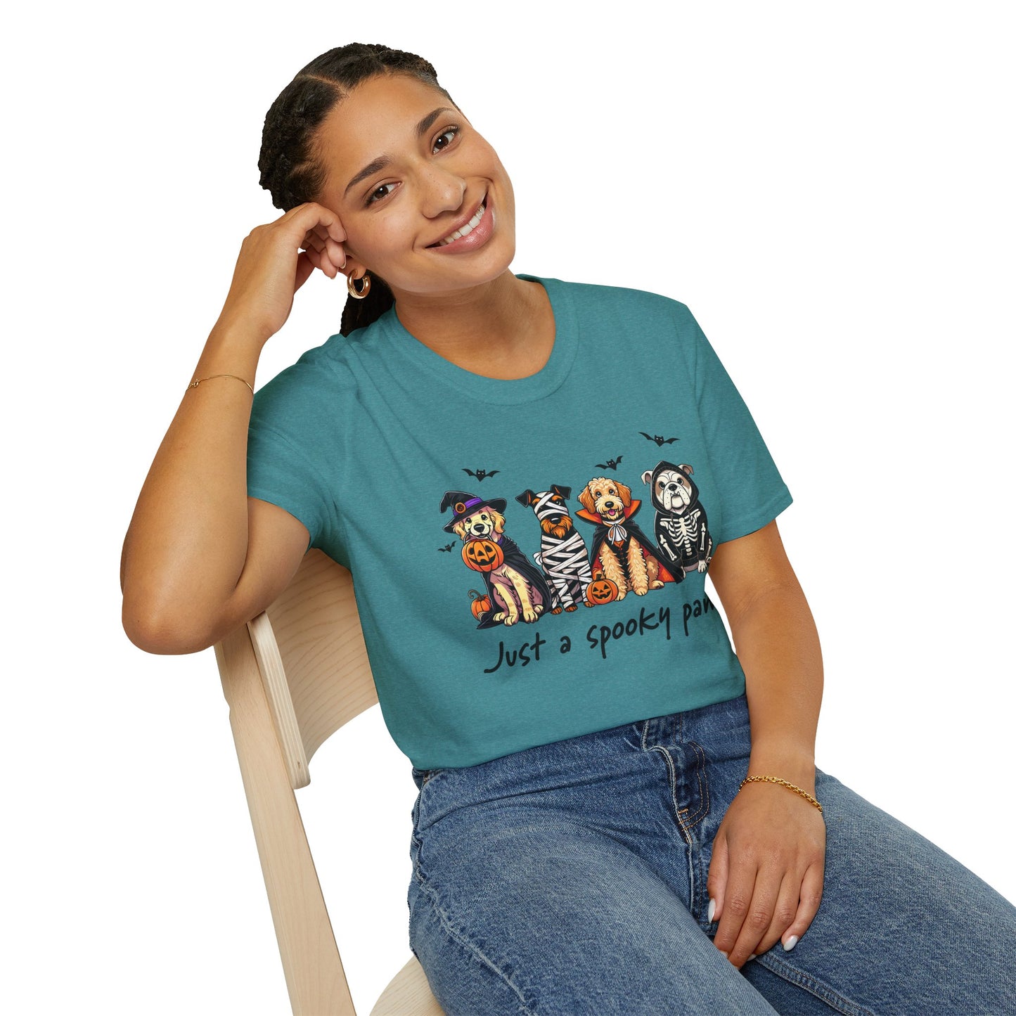 Halloween Dog T-Shirt, Spooky Paw Gildan Softstyle Shirt