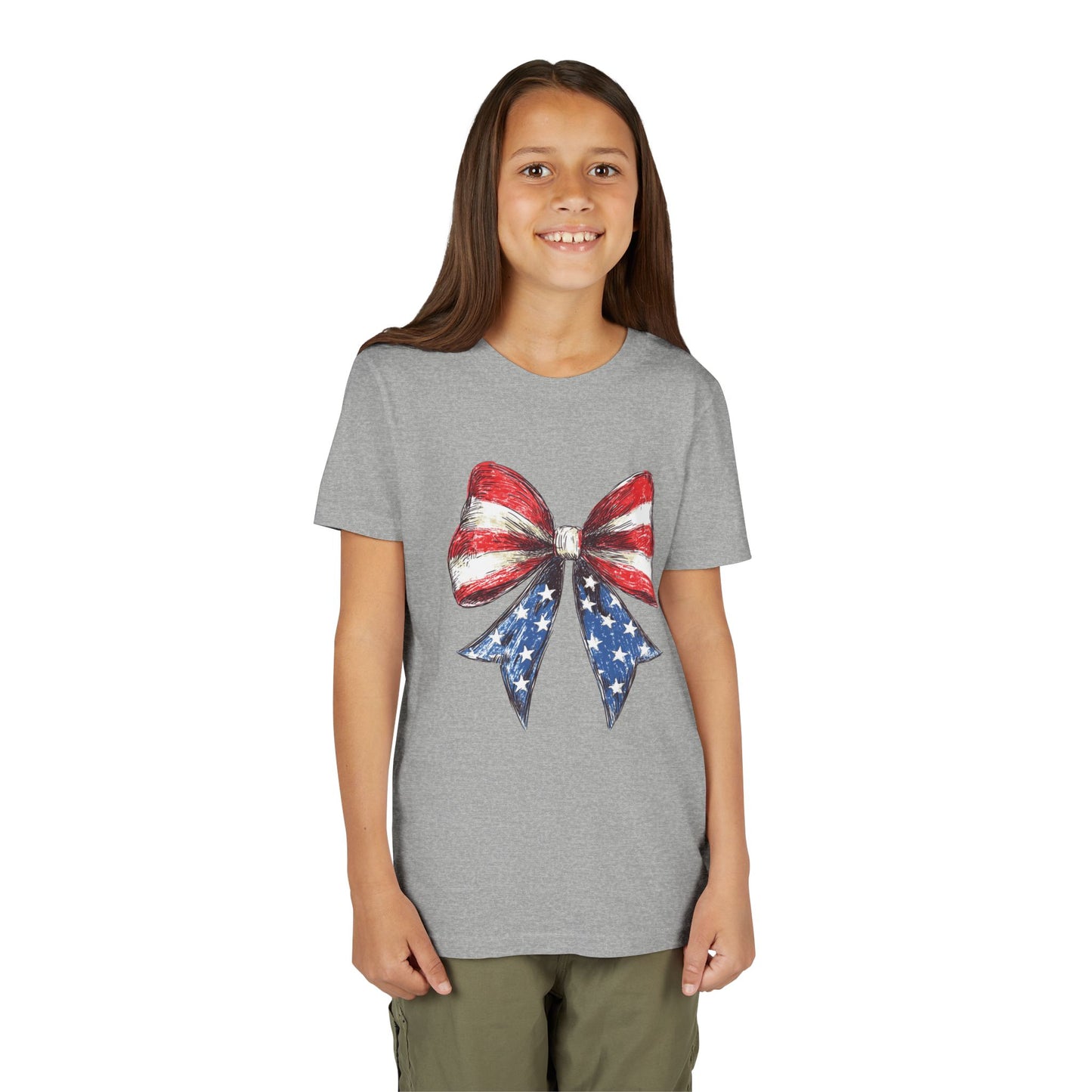 Patriotic Youth Short Sleeve Tee with Bow Design