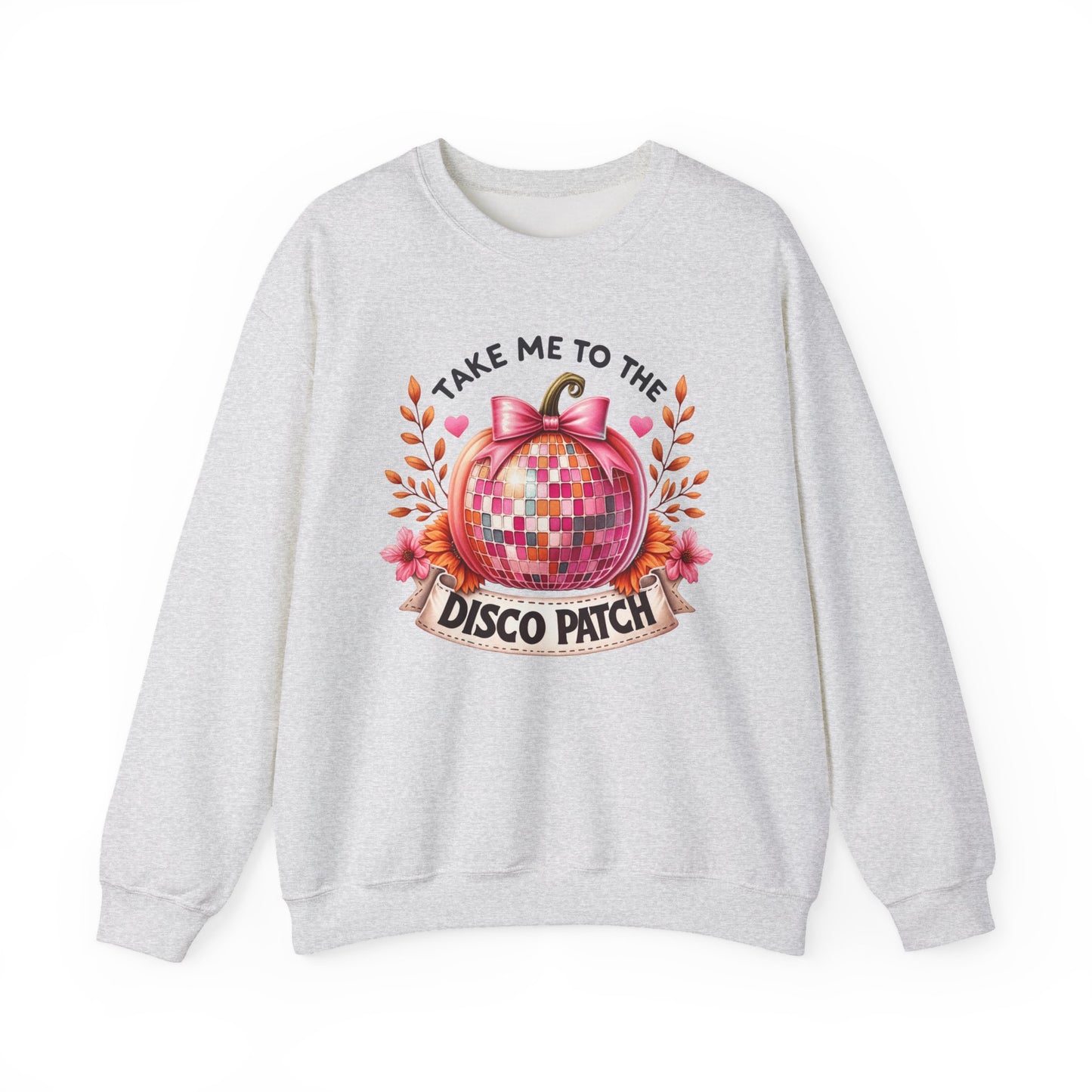 Disco Patch Pumpkin Gildan Crewneck Sweatshirt