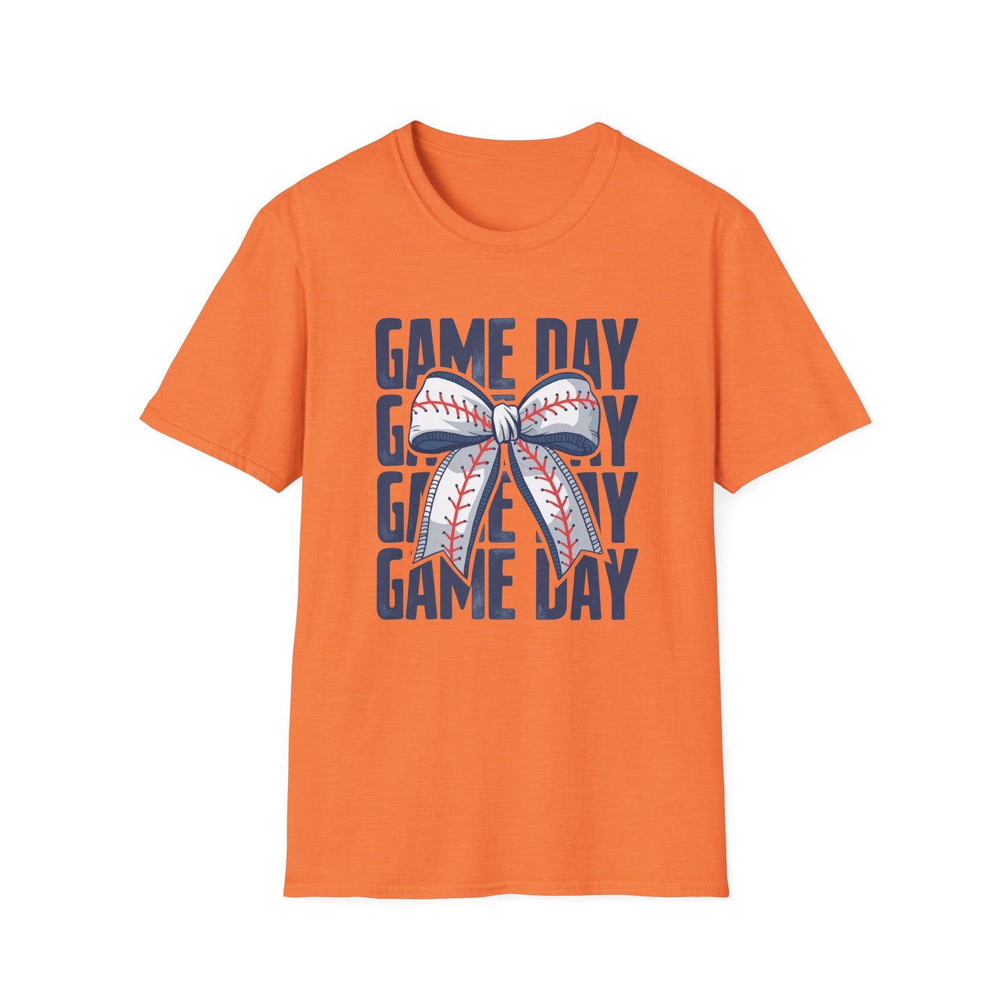 Baseball Game Day Stacked Bow- Gildan Softstyle tee