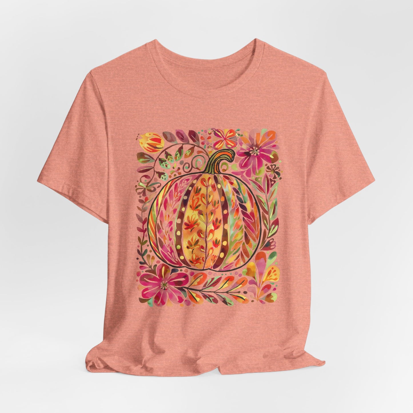 Pumpkin Floral Tee for Fall Celebrations