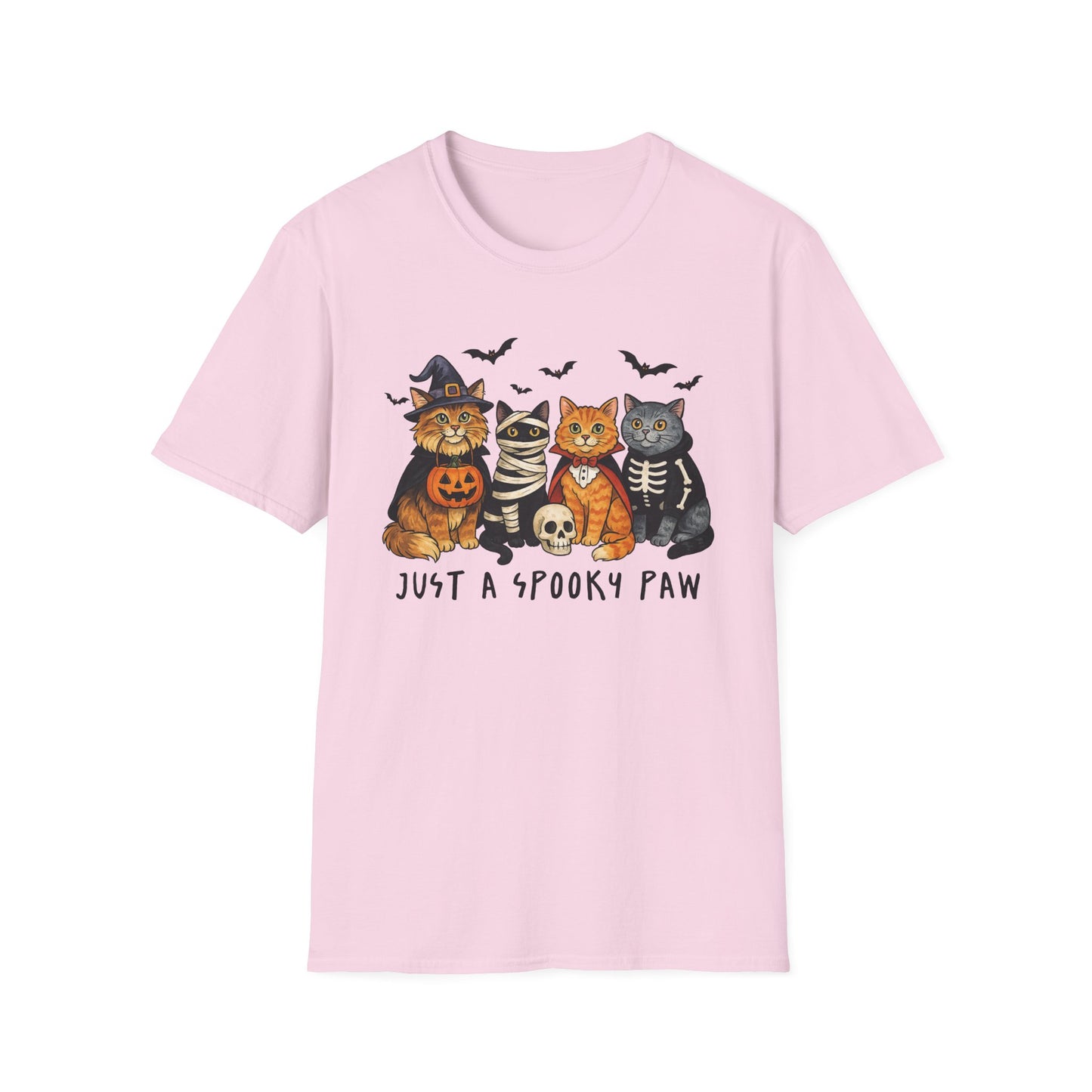 Halloween Cat T-Shirt, Spooky paw Gildan Softstyle Tee