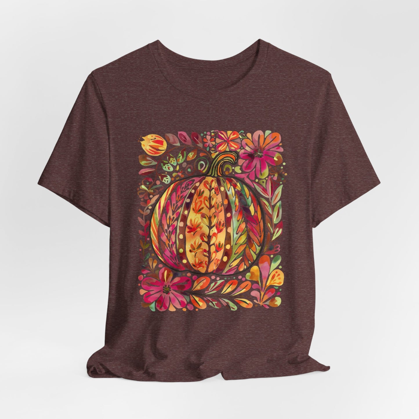 Pumpkin Floral Tee for Fall Celebrations