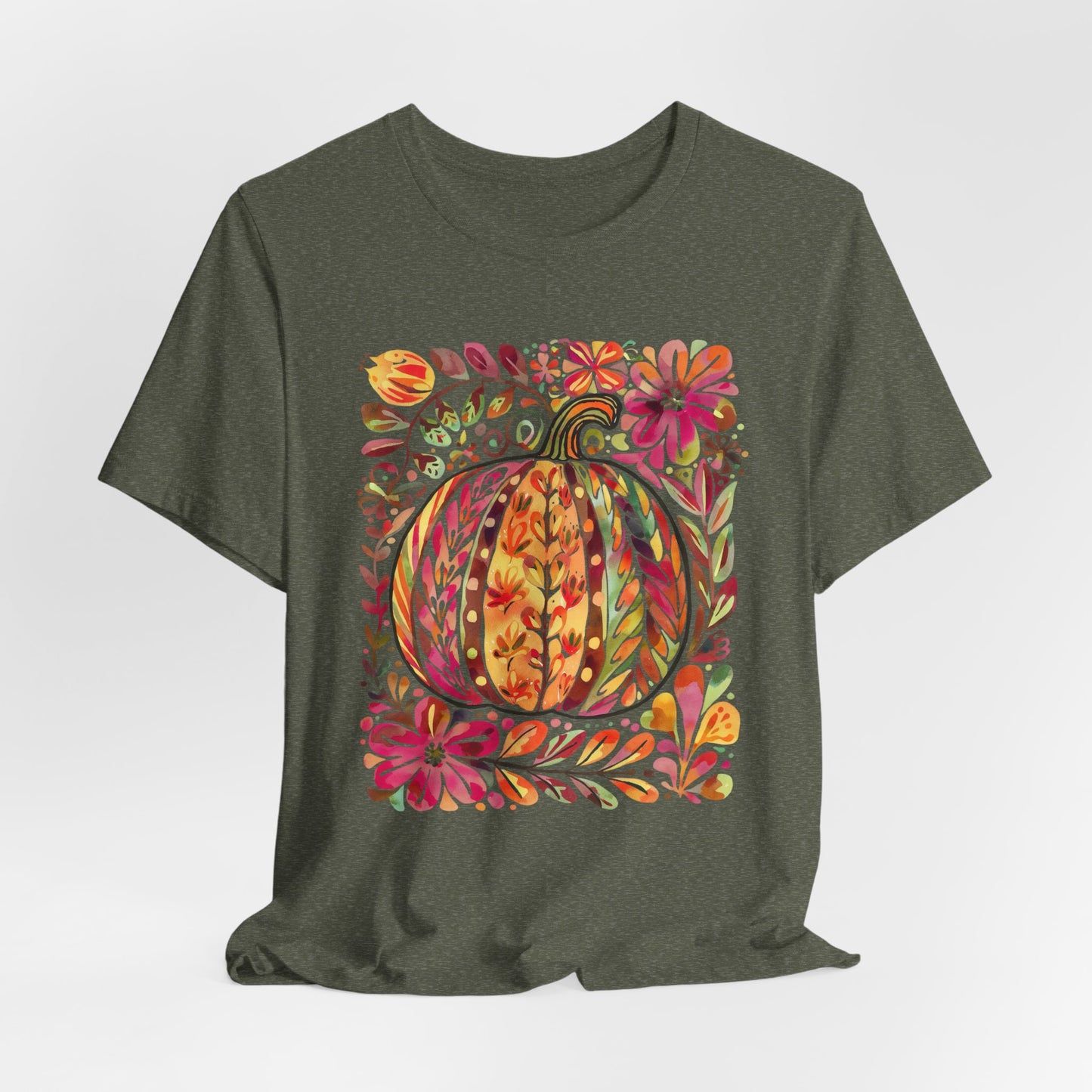 Pumpkin Floral Tee for Fall Celebrations