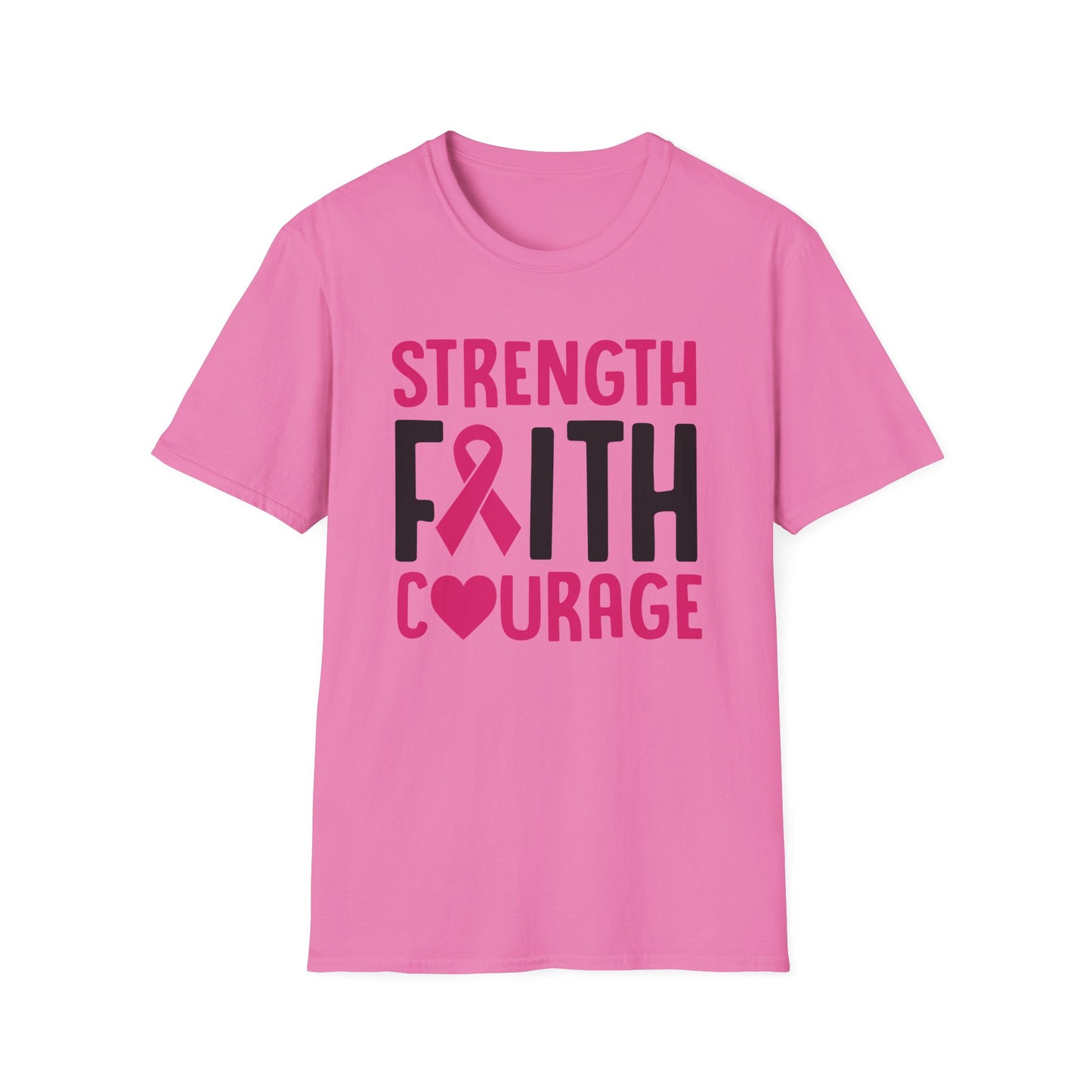 Faith Strength Courage- Cancer - Gildan Softstyle Tshirt