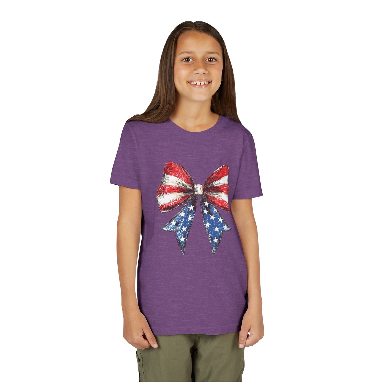 Patriotic Youth Short Sleeve Tee with Bow Design