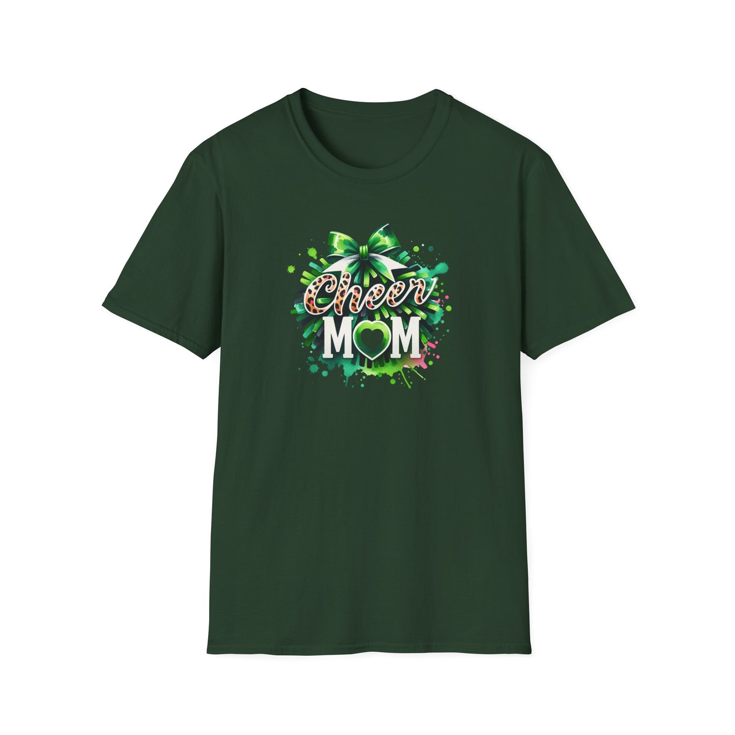 Green Cheer Mom Gildan Softstyle Tshirt