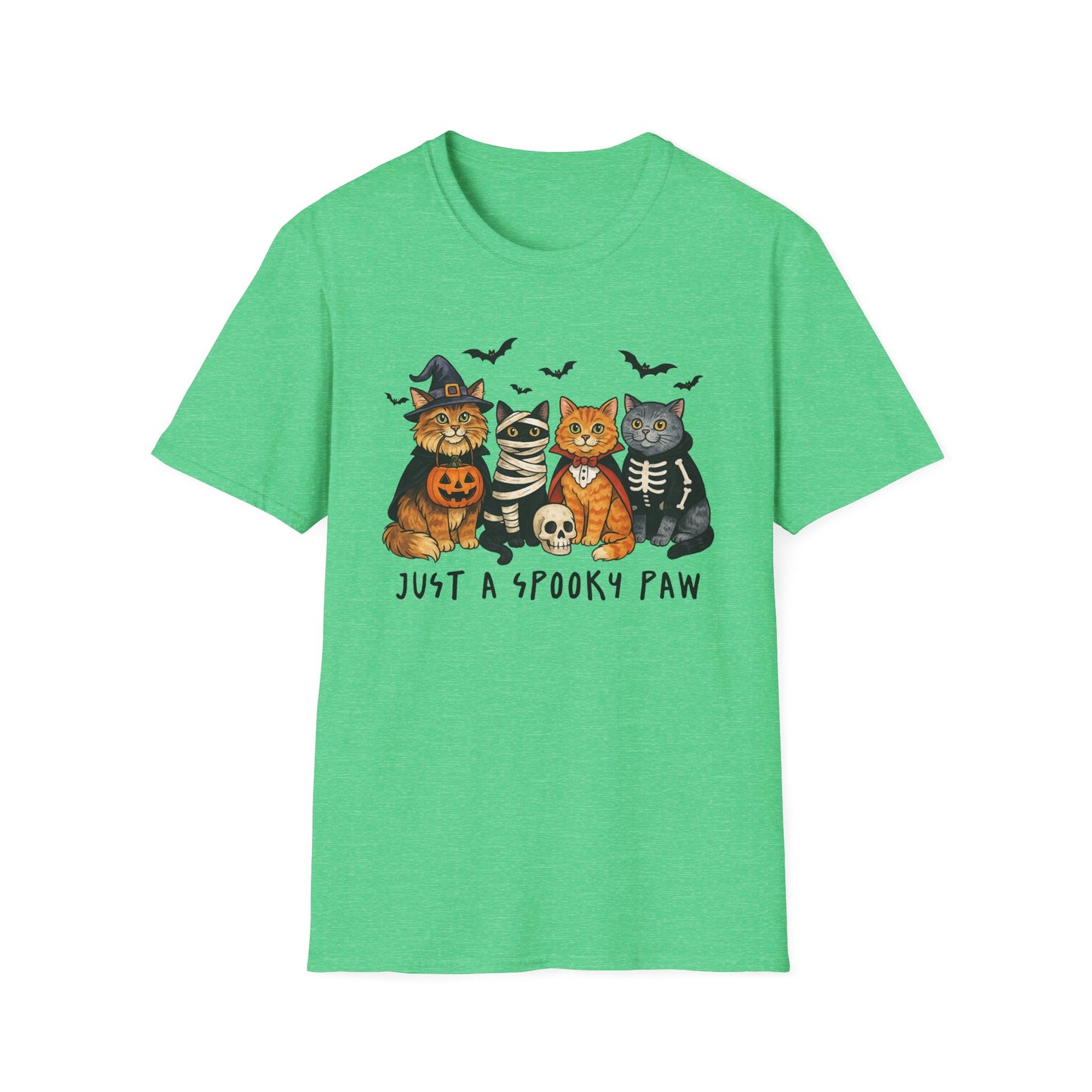 Halloween Cat T-Shirt, Spooky paw Gildan Softstyle Tee