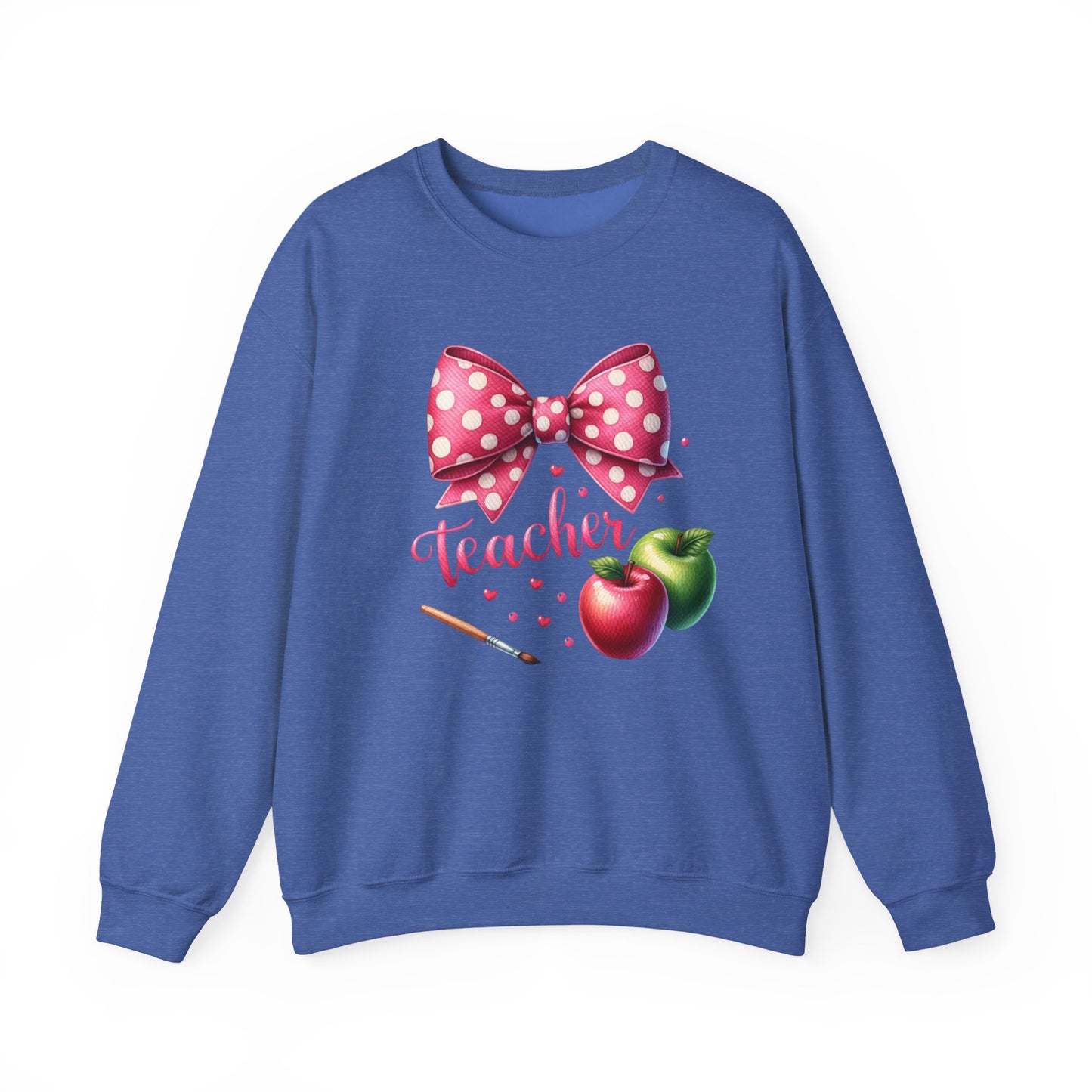 Teacher Polka Dot Bow Gildan Crewneck Sweatshirt