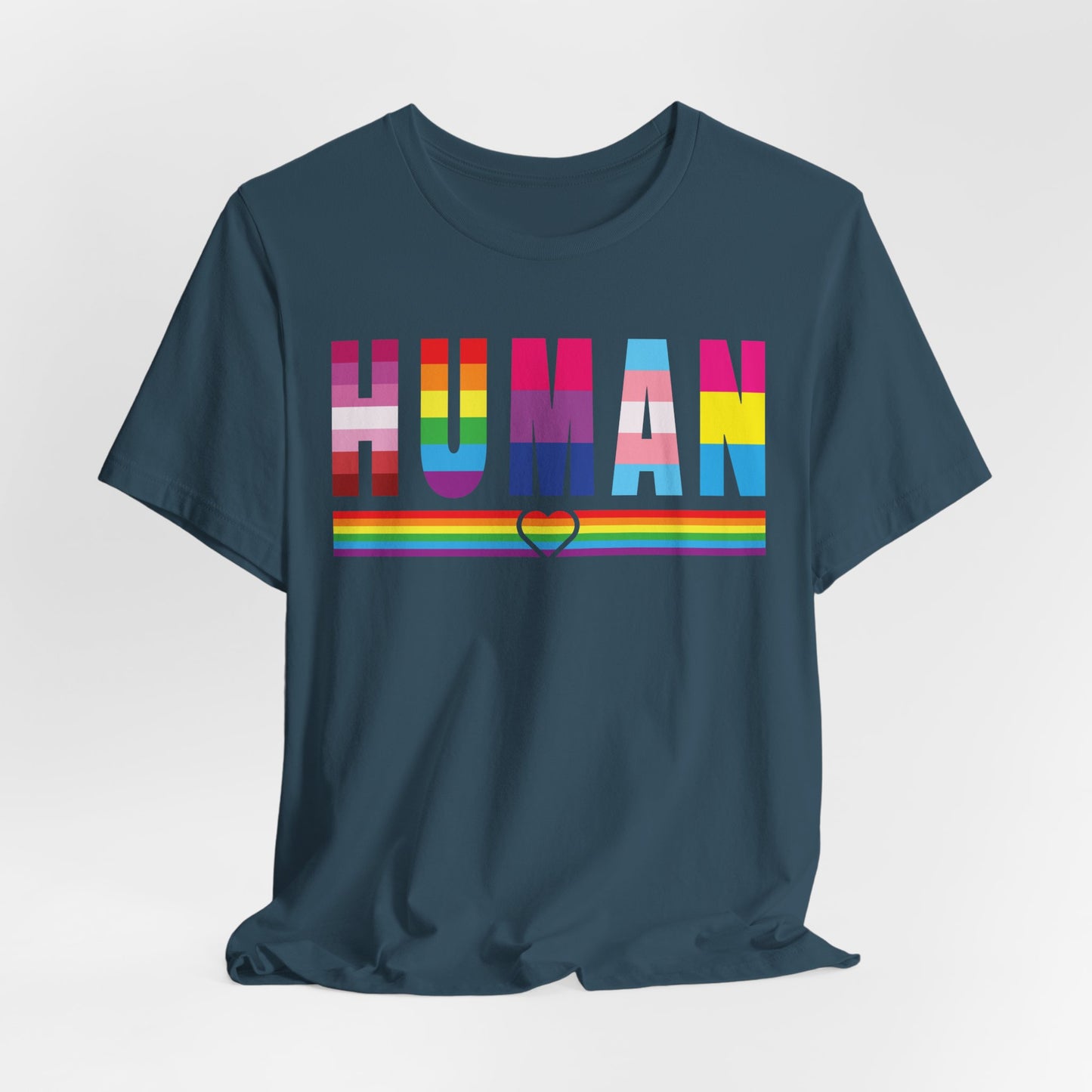 Pride Jersey Tee - Celebrate Diversity with 'HUMAN' Design