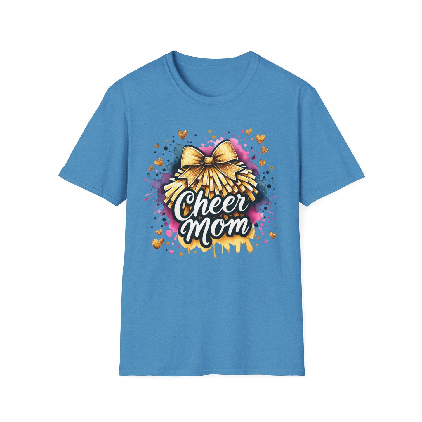 Cheer Mom Gold Bow- Gildan Softstyle Tshirt