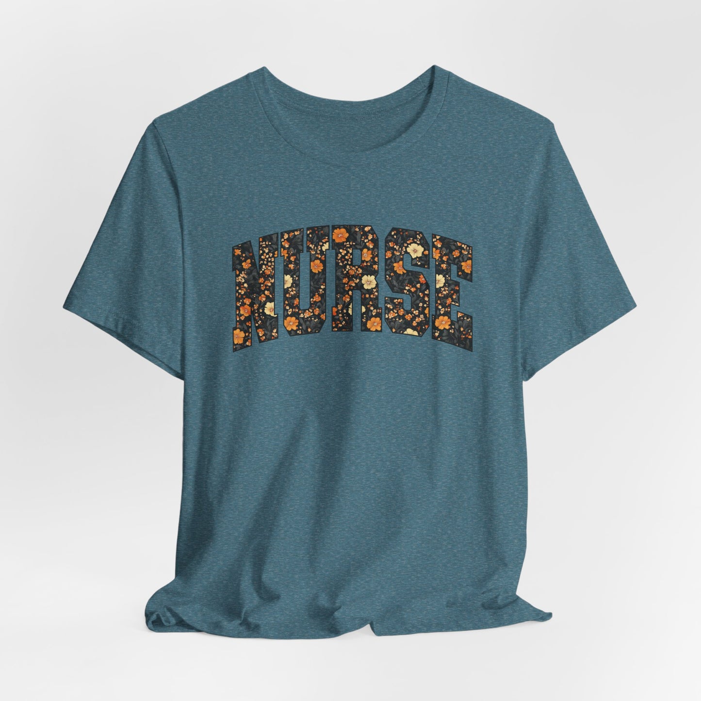 Floral Fall Nurse Bella Canvas T-Shirt